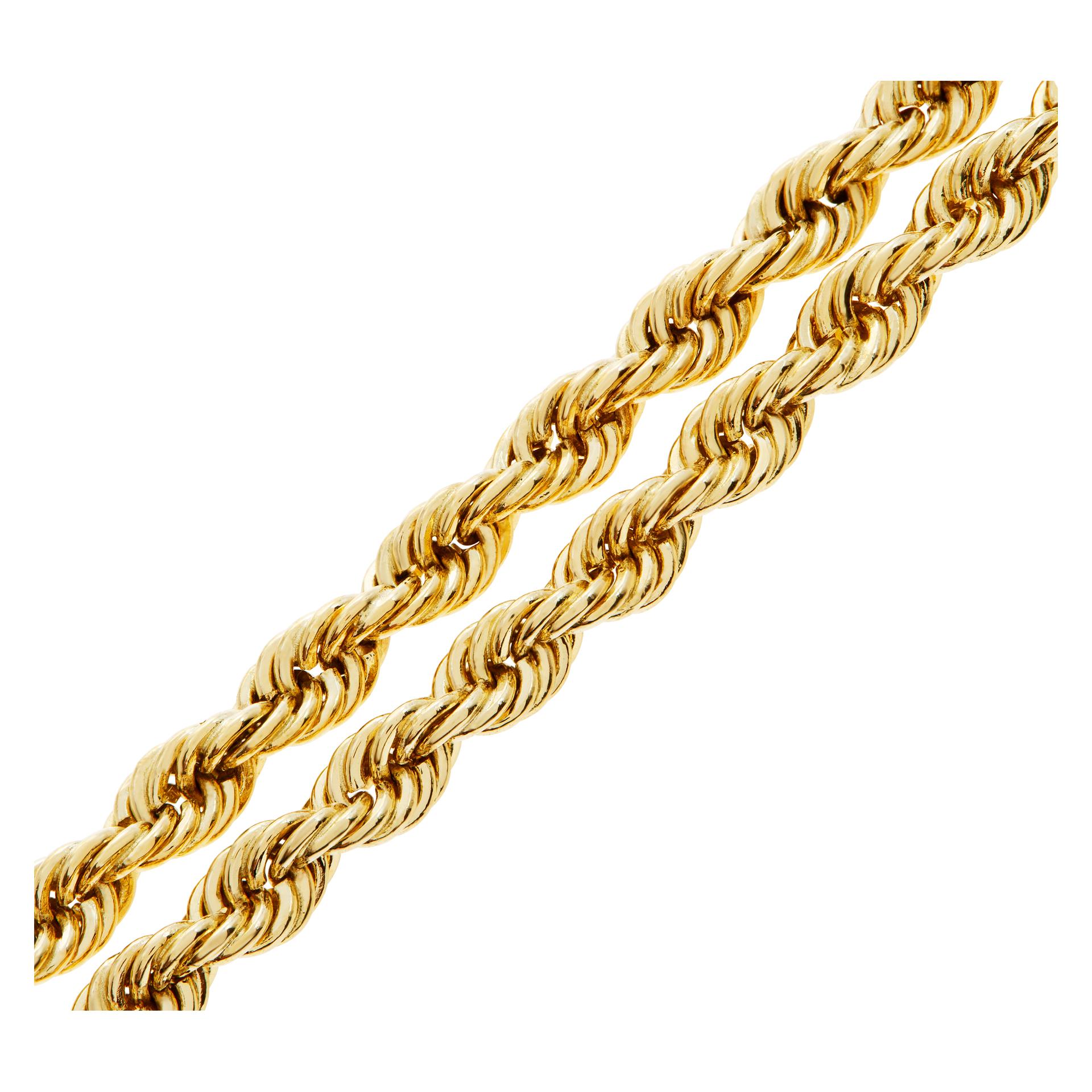 Women's or Men's Rope Chain in 14k Yellow Gold For Sale