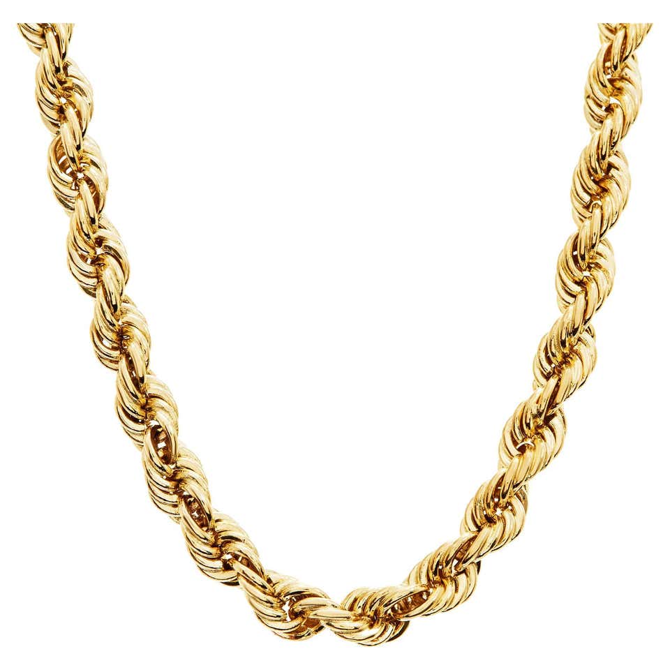22in Gold Rope Chain Rope Chain in 14k Yellow Gold For Sale at 1stDibs
