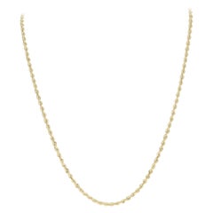 Vintage Rope Chain Necklace, 14 Karat Yellow Gold Box Clasp Women's