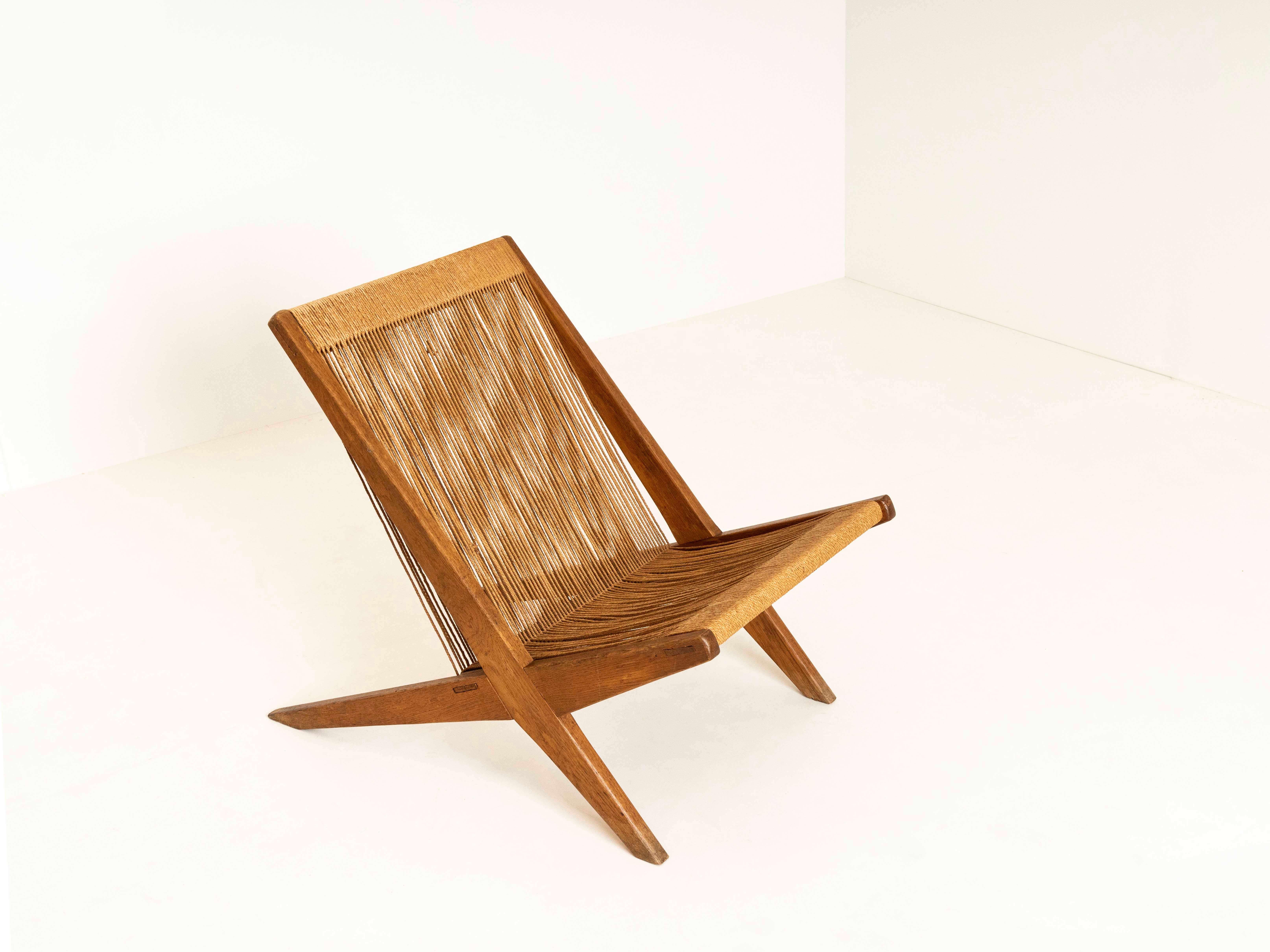 Scandinavian Modern 'Rope Chair' Attributed to Poul Kjaerholm and Jørgen Høj, Denmark, 1960s