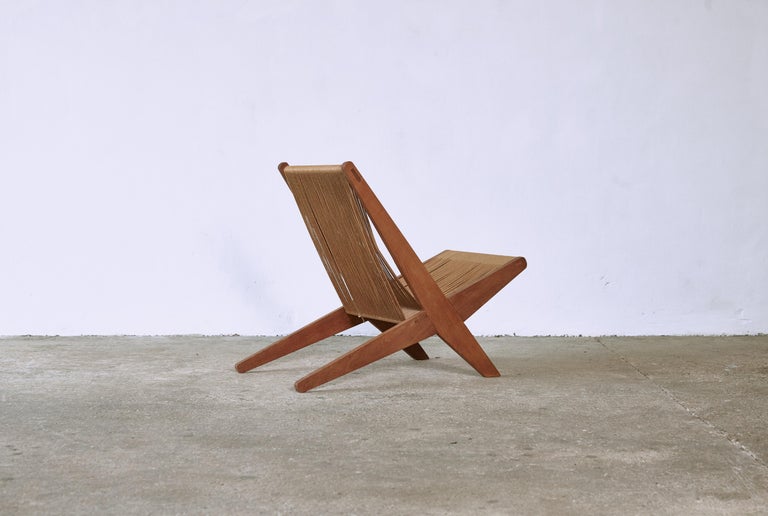 Mid-Century Modern Rope Chair Attributed to Poul Kjaerholm & Jørgen Høj, Denmark, circa 1960s For Sale