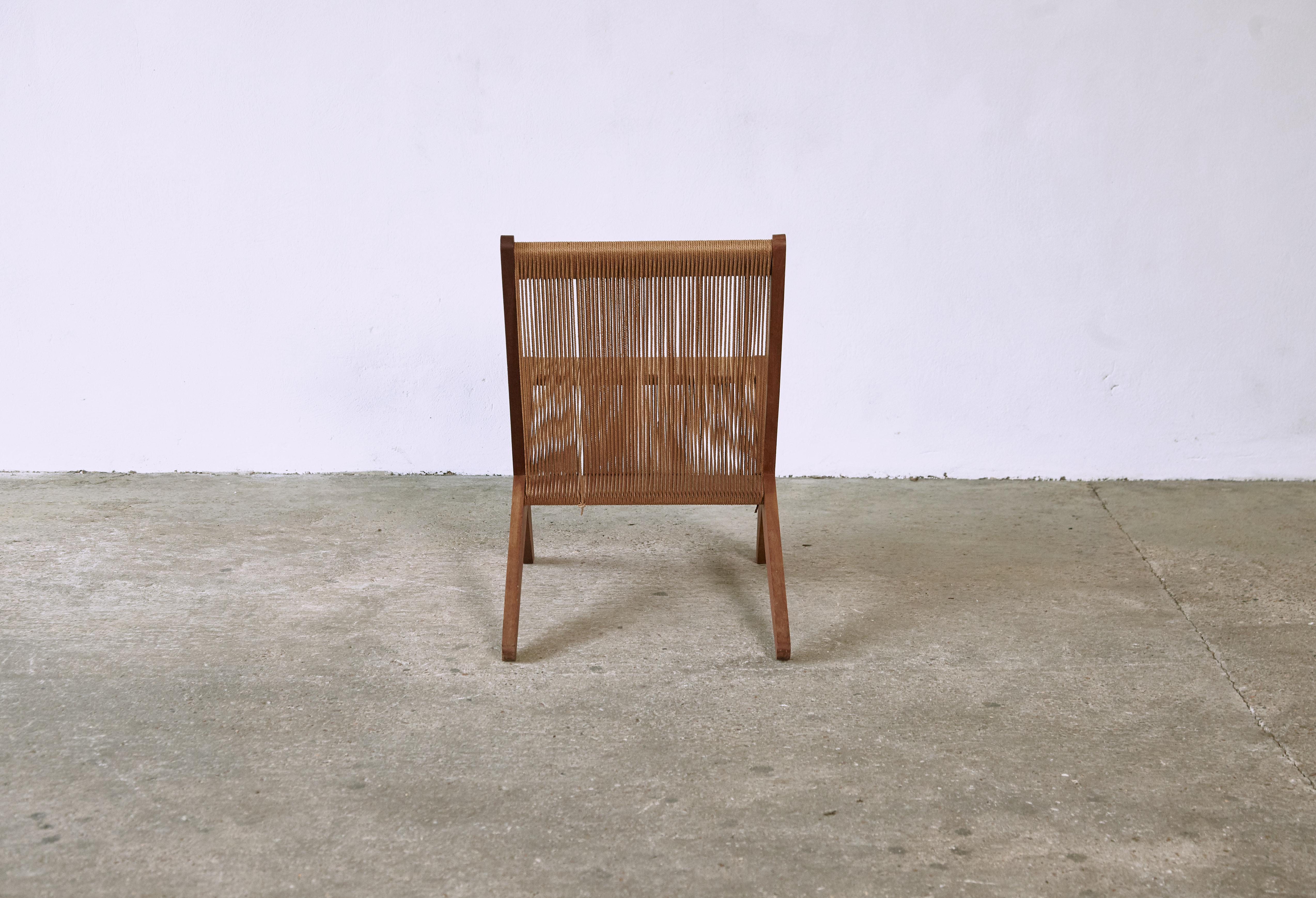 XX secolo Sedia in corda Attribuita a Poul Kjaerholm & Jørgen Høj, Danimarca, circa anni '60 in vendita