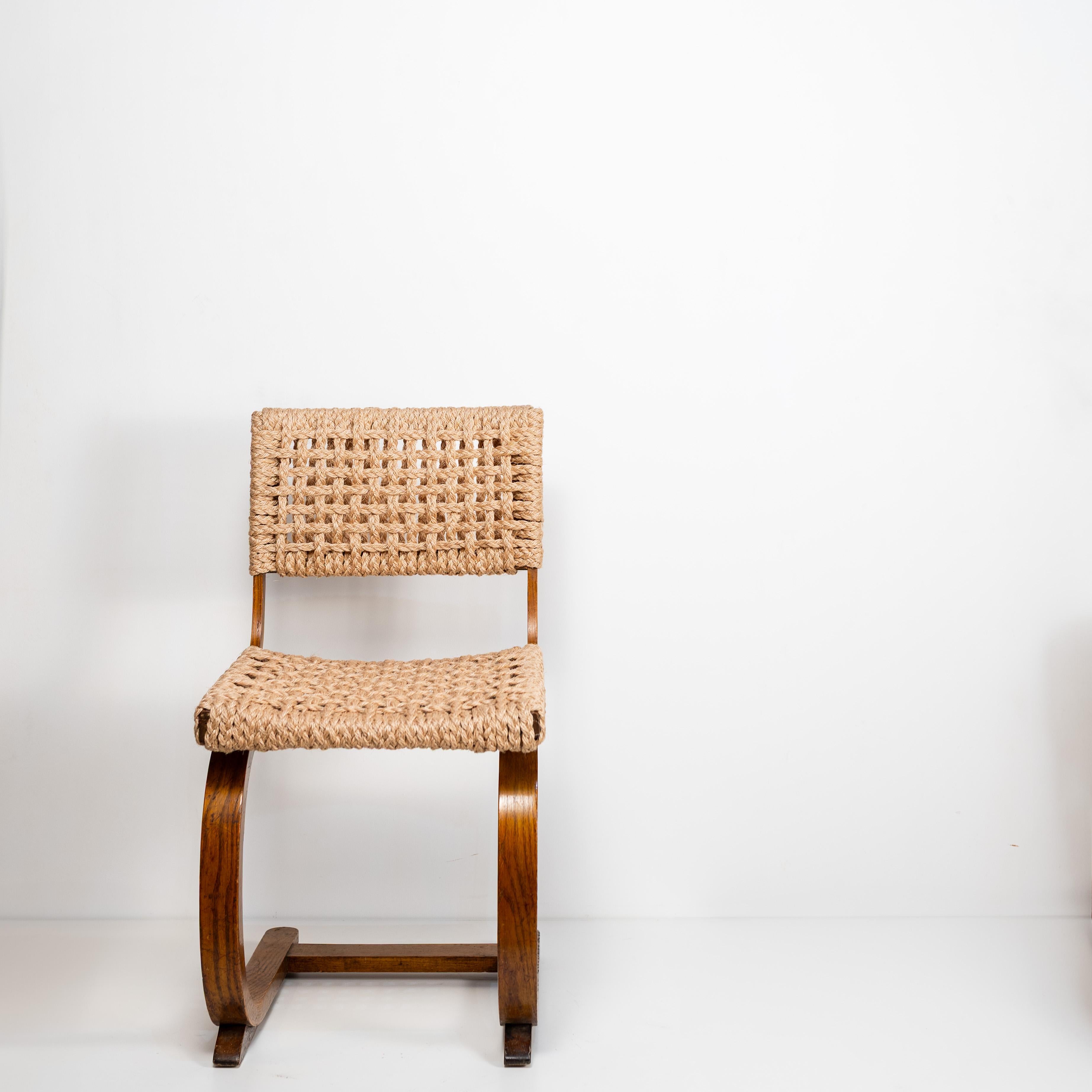 Rope Chair Audoux-Minet for Vibo Vesoul, France, 1950s For Sale 5