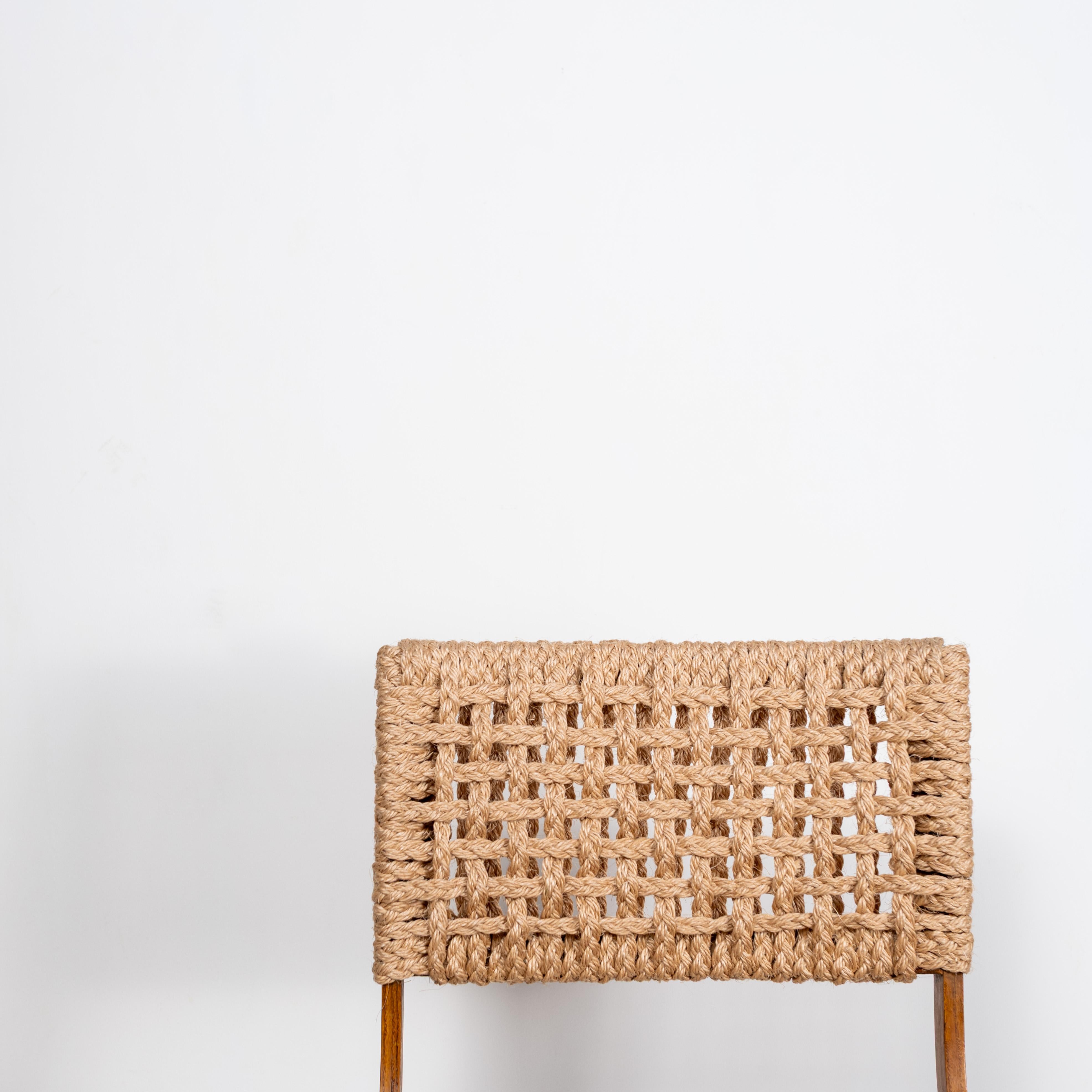 French Rope Chair Audoux-Minet for Vibo Vesoul, France, 1950s For Sale