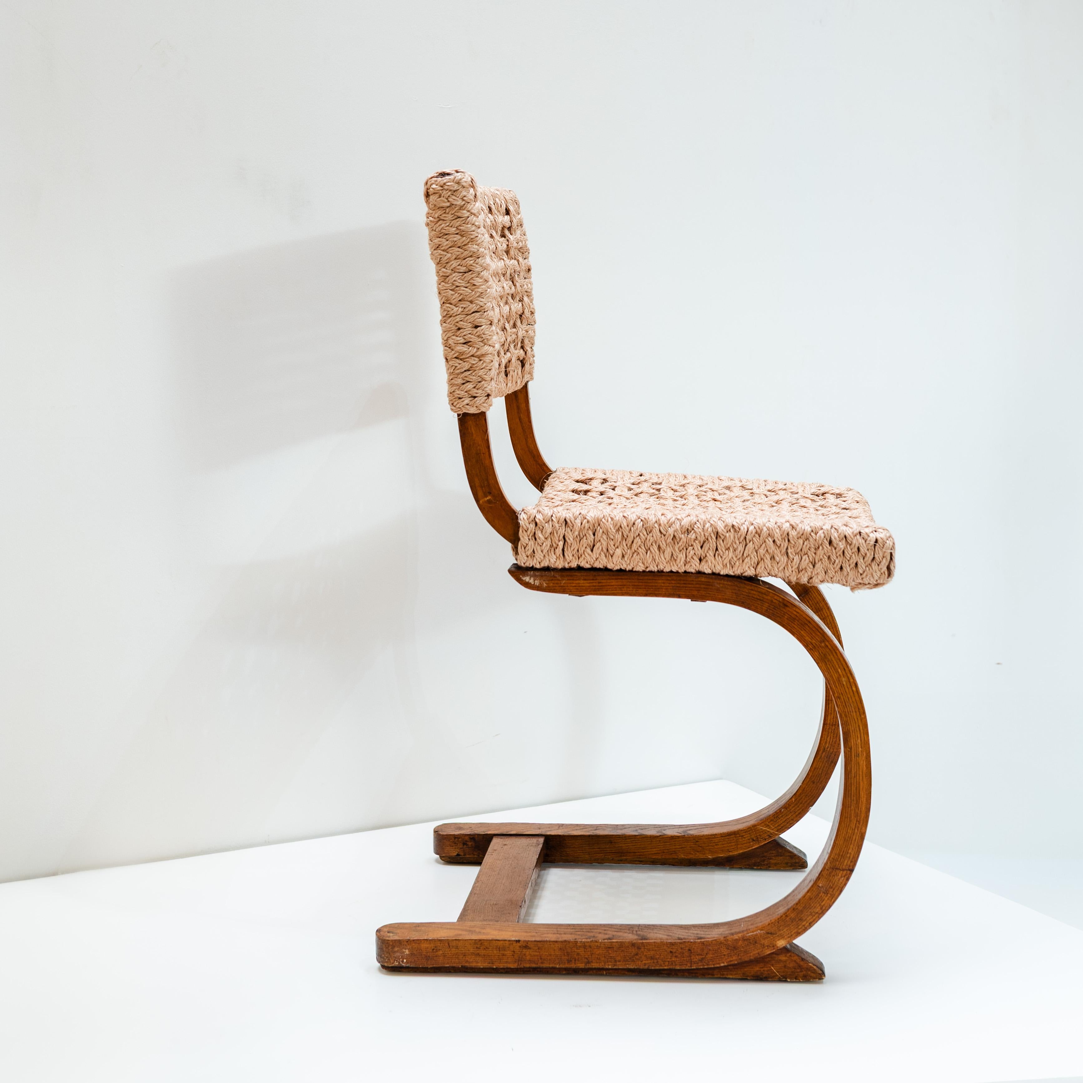 Rope Chair Audoux-Minet for Vibo Vesoul, France, 1950s In Good Condition For Sale In Tokyo, Tokyo