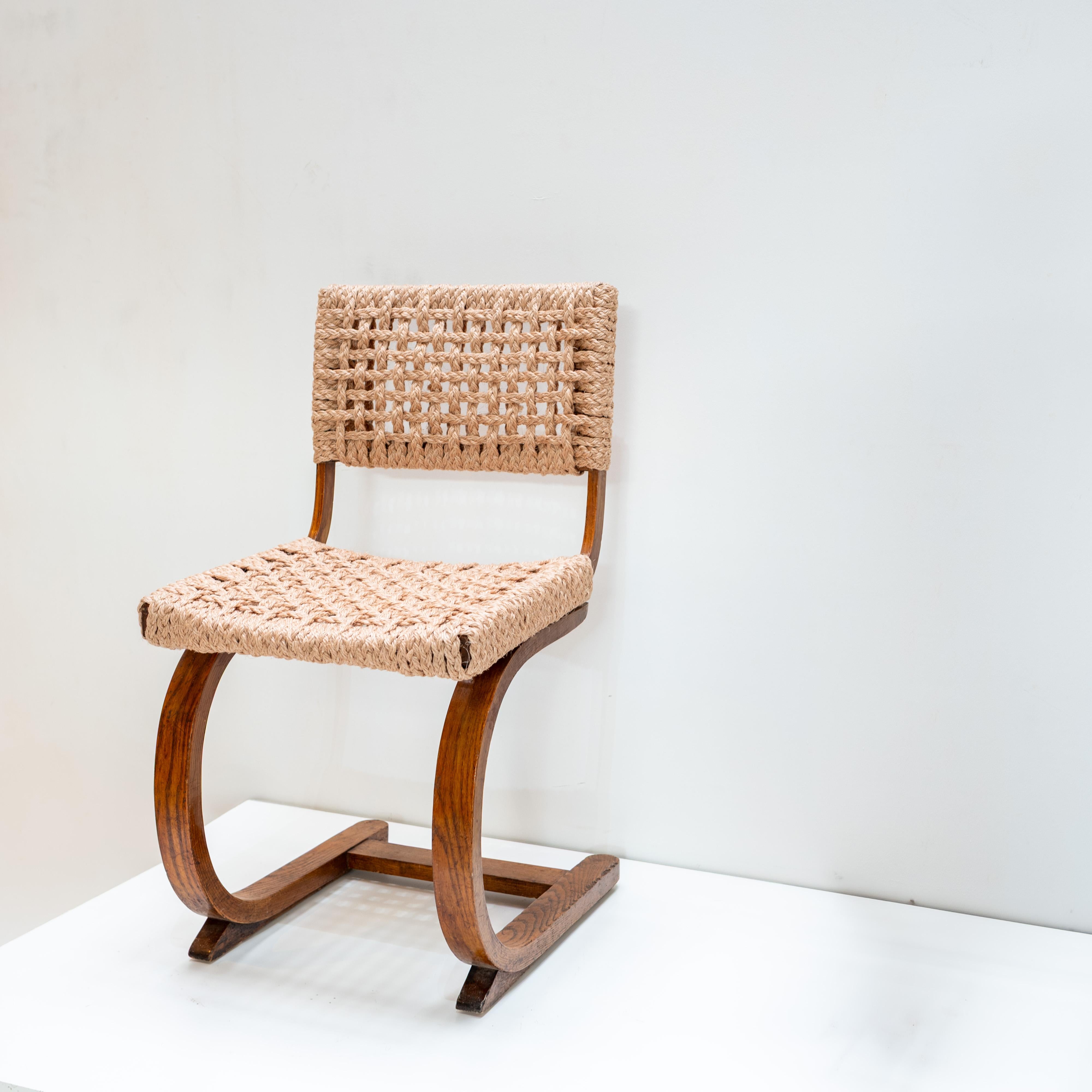 Rope Chair Audoux-Minet for Vibo Vesoul, France, 1950s For Sale 1