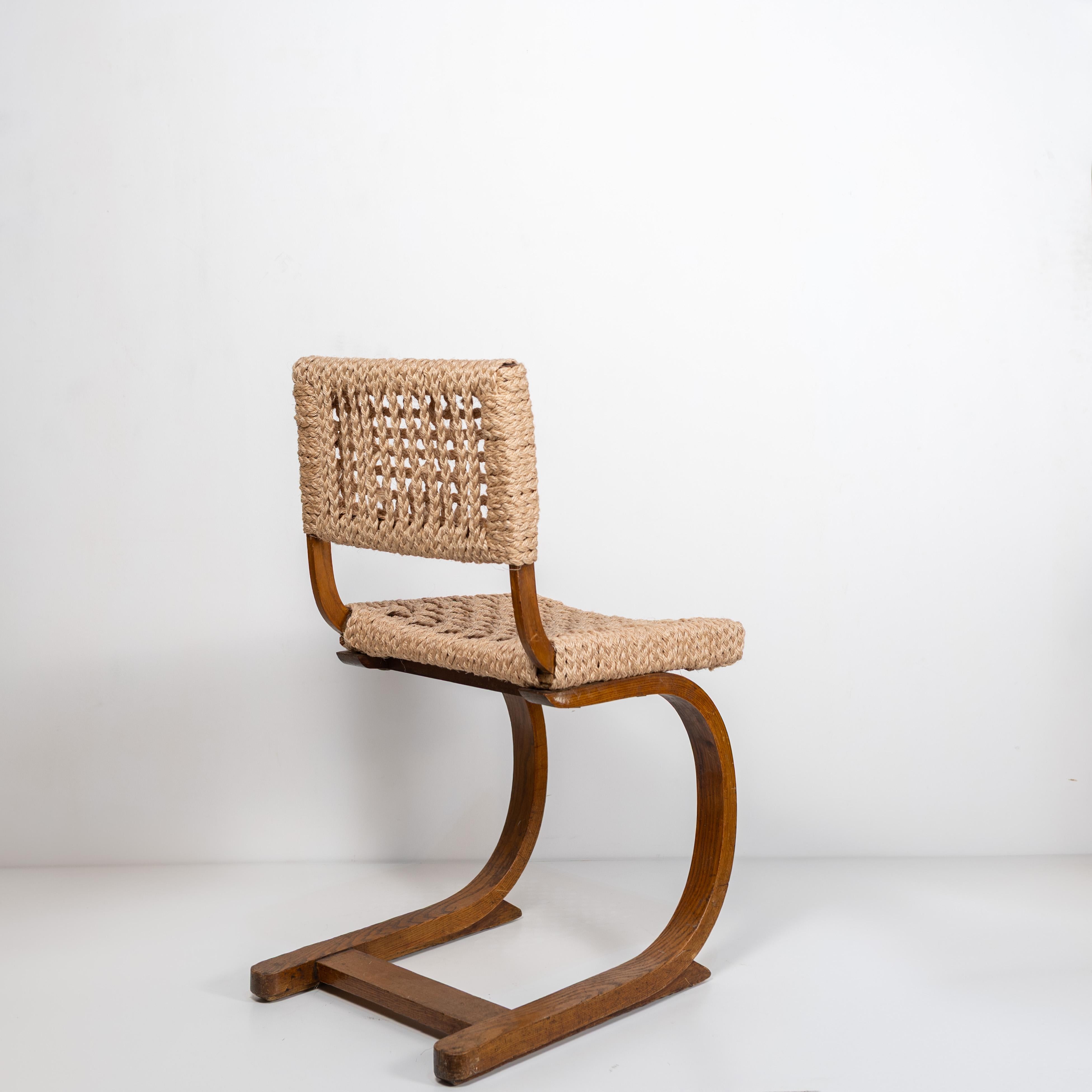 Rope Chair Audoux-Minet for Vibo Vesoul, France, 1950s For Sale 3