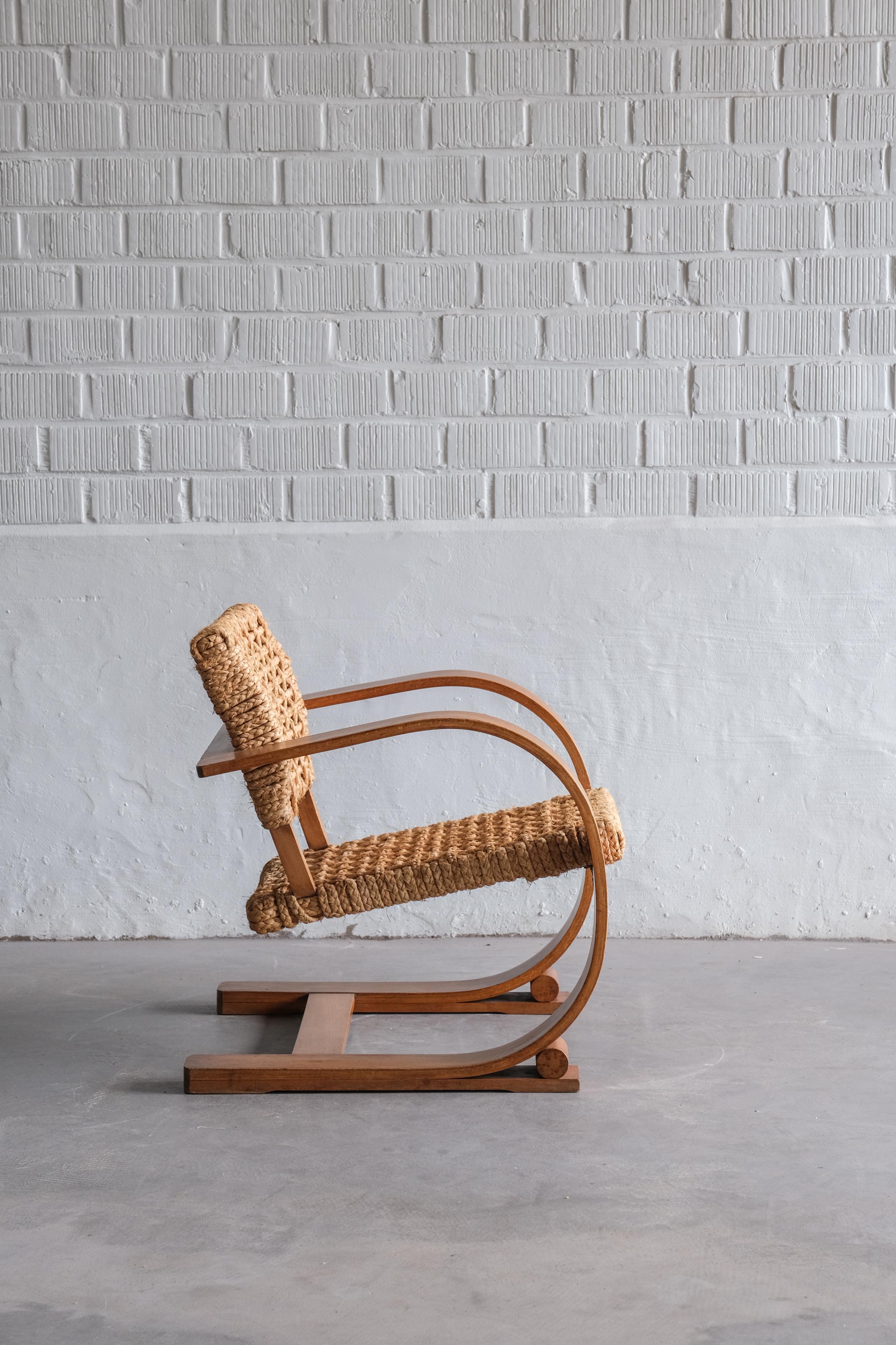 Mid-Century Modern Lounge chair also known as Rope chair by Audoux Minet 1950