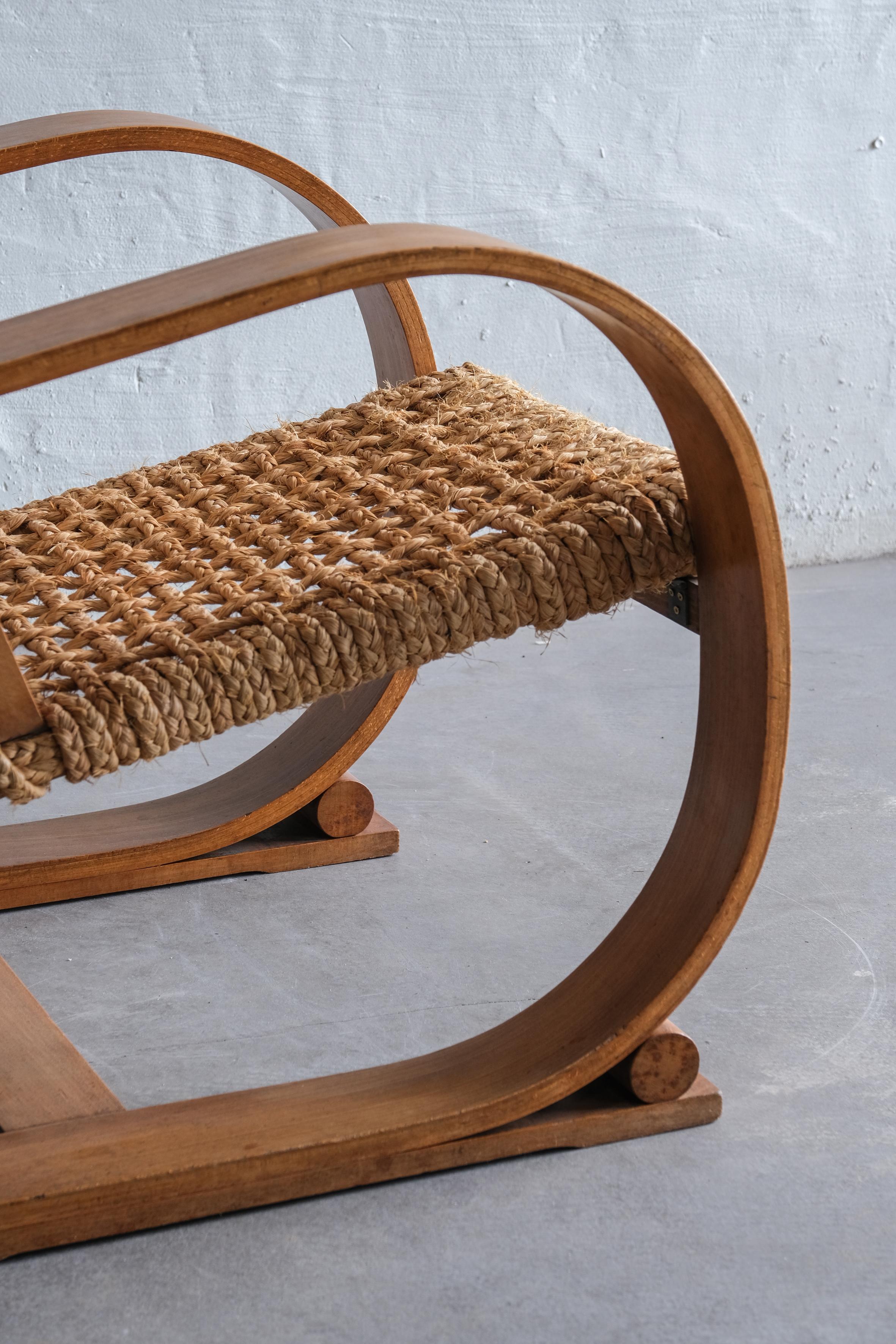 French Lounge chair also known as Rope chair by Audoux Minet 1950