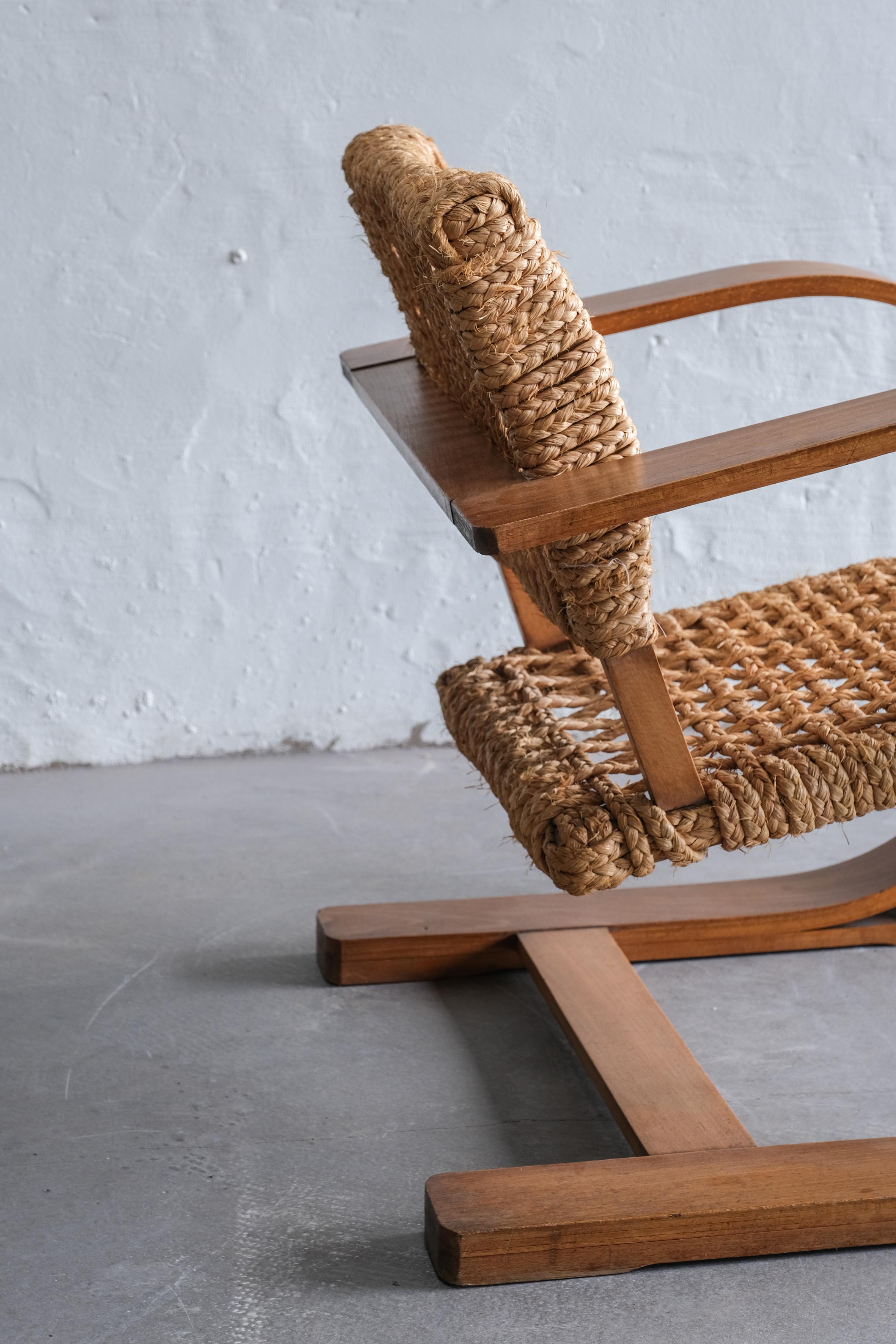 20th Century Lounge chair also known as Rope chair by Audoux Minet 1950