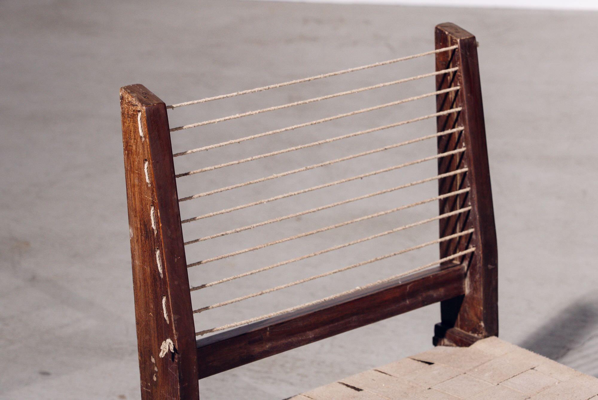 Mid-Century Modern Rope Chair by Pierre Jeanneret for Chandigarh, India, Circa 1953-54 For Sale