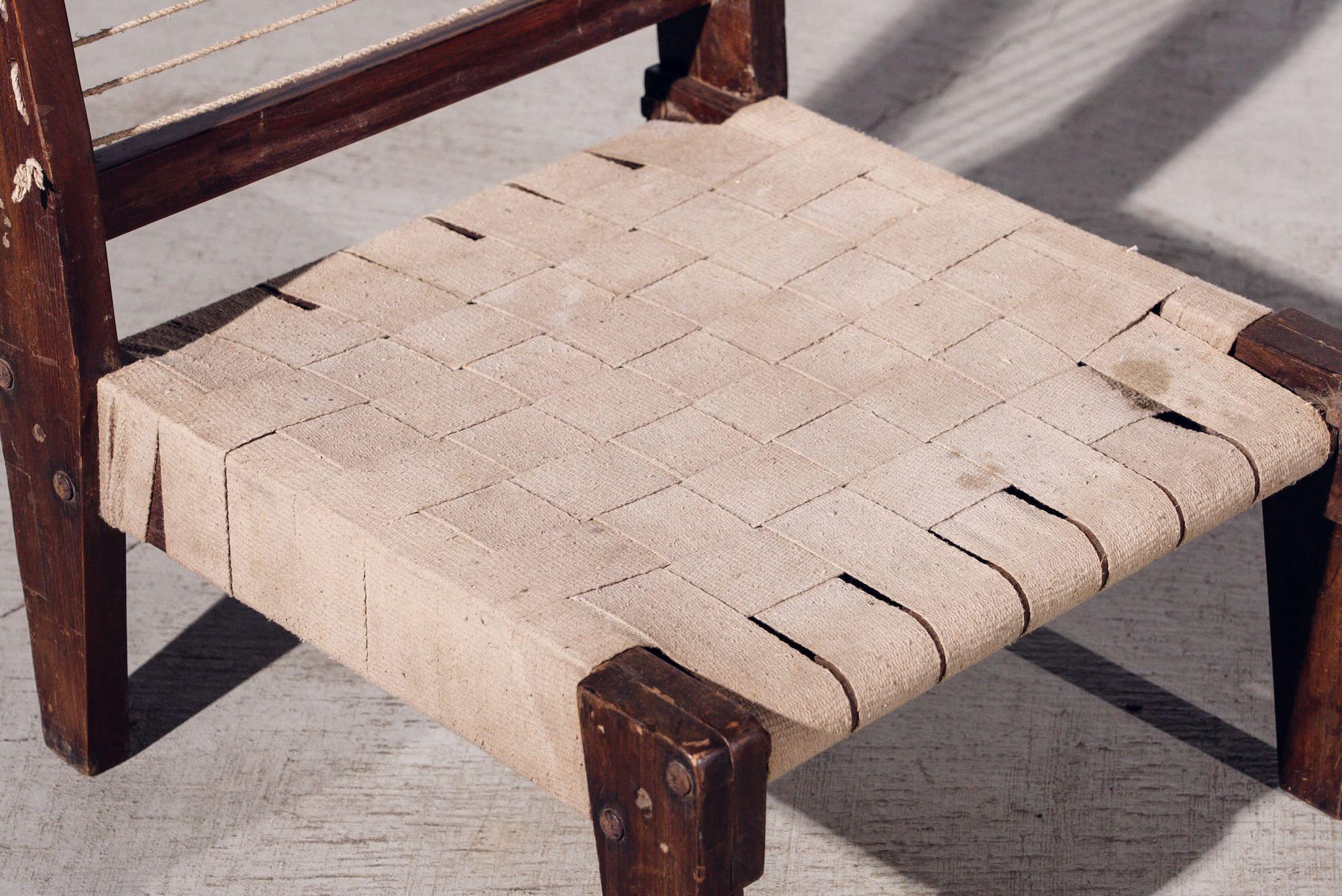 Indian Rope Chair by Pierre Jeanneret for Chandigarh, India, Circa 1953-54 For Sale