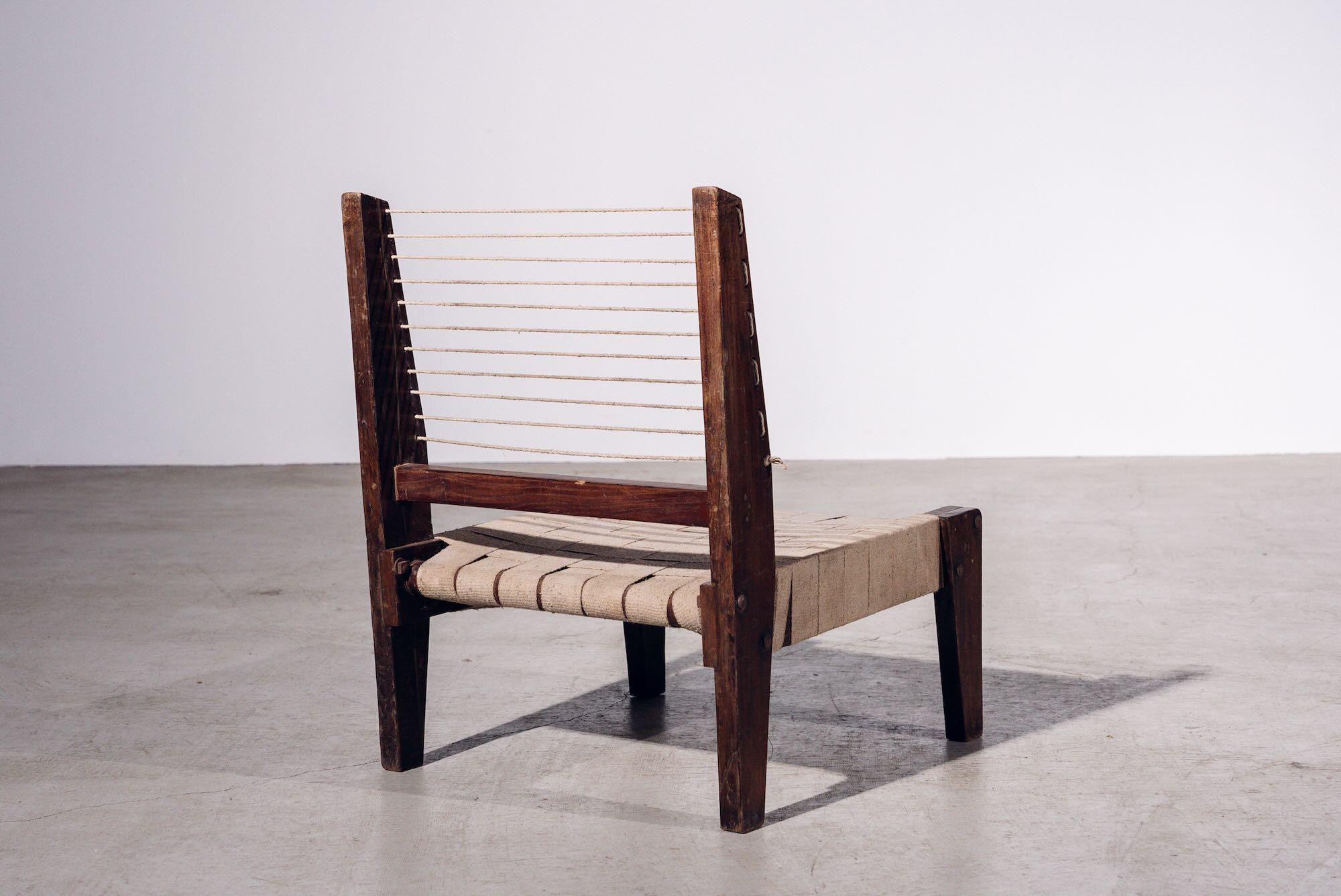 Rope Chair by Pierre Jeanneret for Chandigarh, India, Circa 1953-54 In Good Condition For Sale In Tokyo, JP