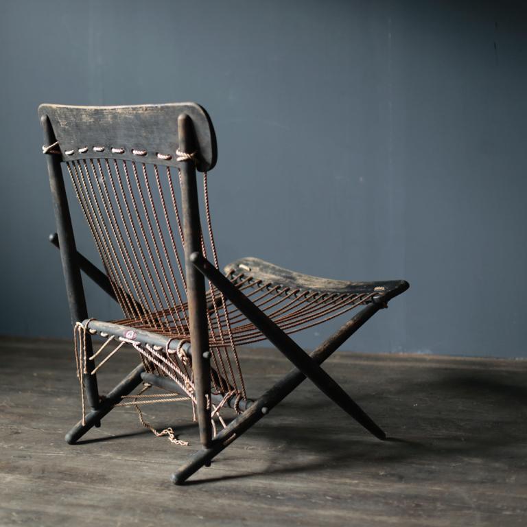 Woodwork Rope Chair from Old Maruni Mokko-2