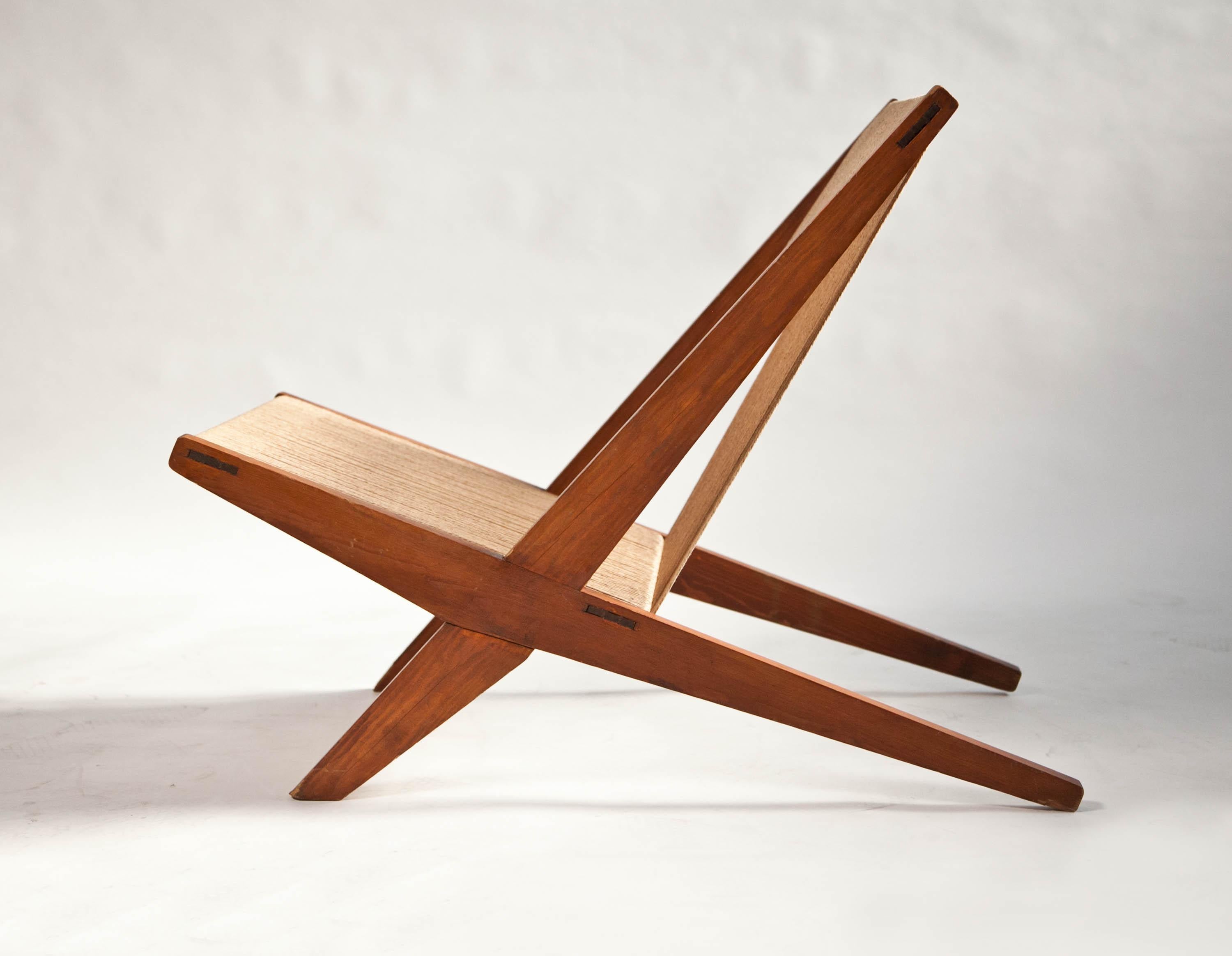 Chaise à cordes en pin, attribuée à Poul Kjaerholm & Jørgen Høj, Danemark, années 60 en vente 4