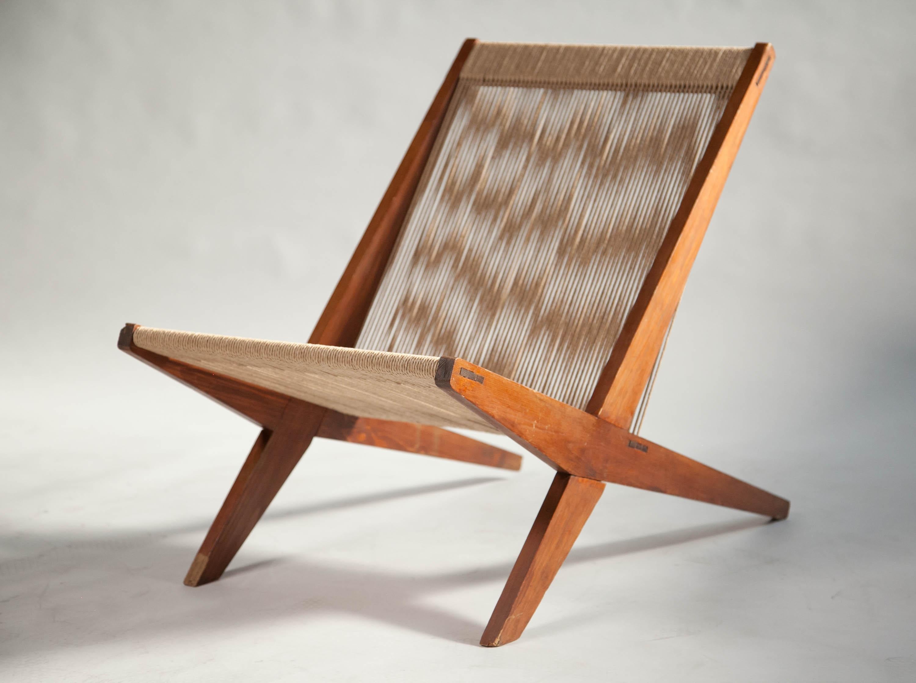 Chaise à cordes en pin, attribuée à Poul Kjaerholm & Jørgen Høj, Danemark, années 60 en vente 6