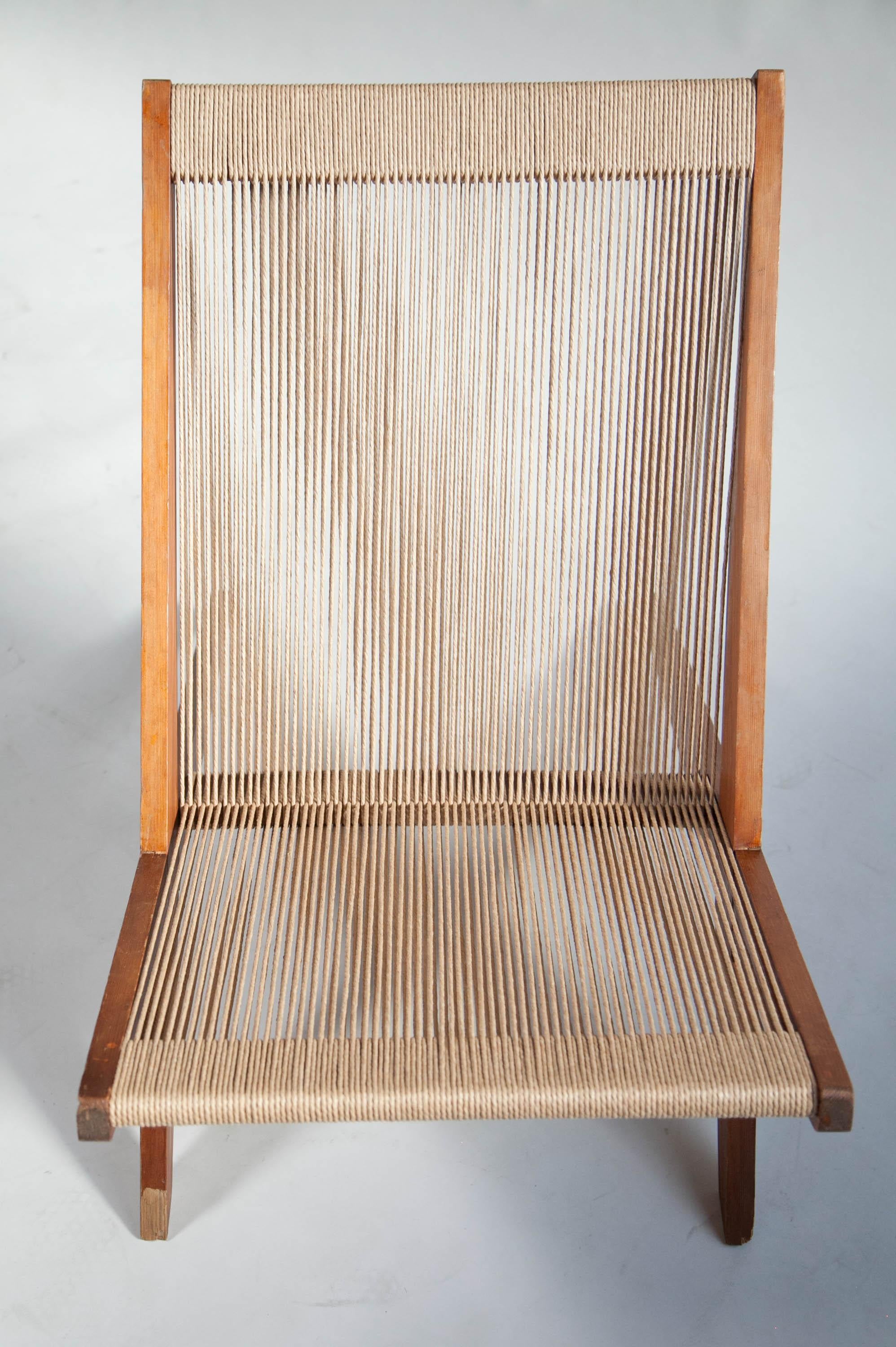 Chaise à cordes en pin, attribuée à Poul Kjaerholm & Jørgen Høj, Danemark, années 60 en vente 11