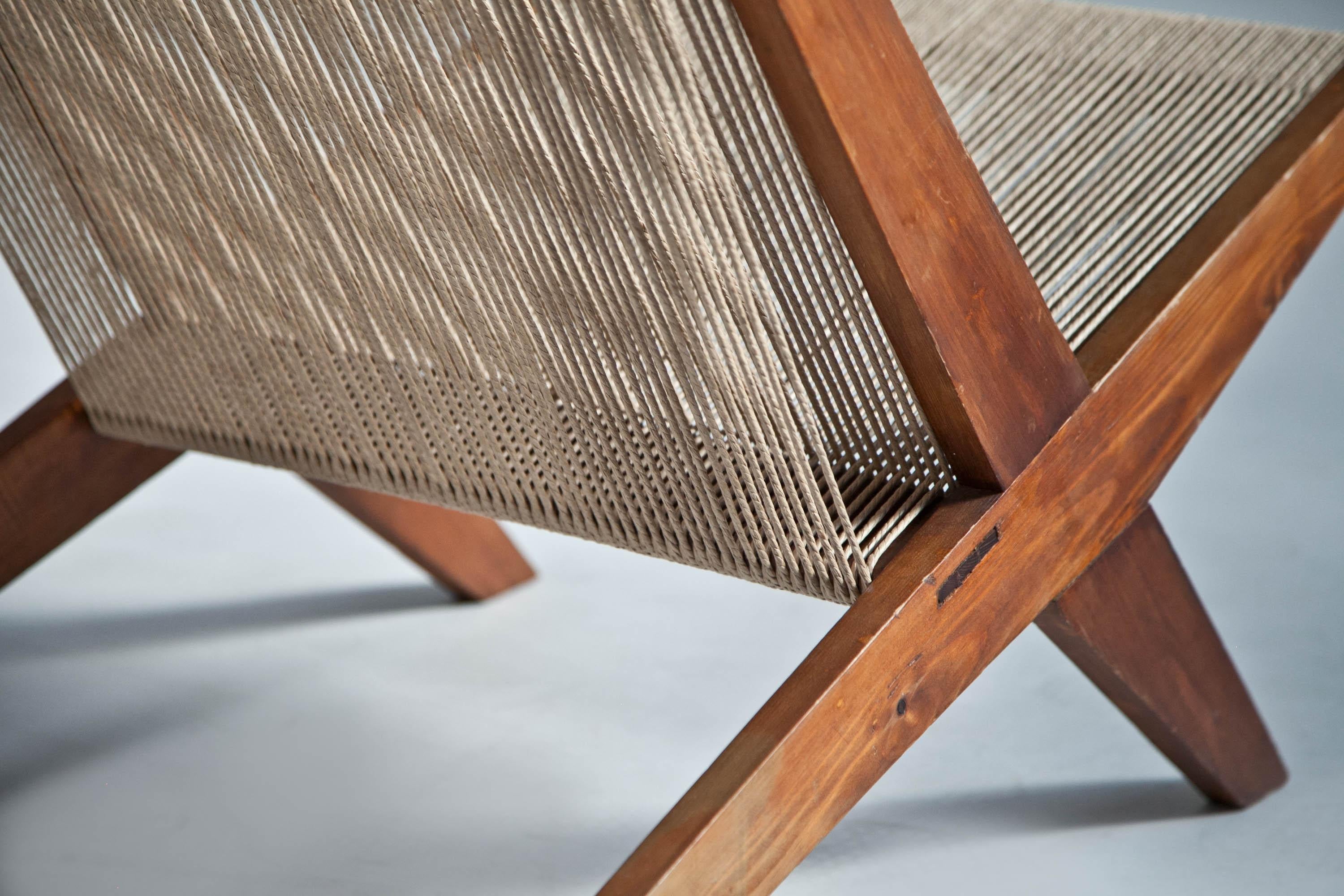 Rope Chair in Pine, Attributed to Poul Kjaerholm & Jørgen Høj, Denmark, 1960's For Sale 1