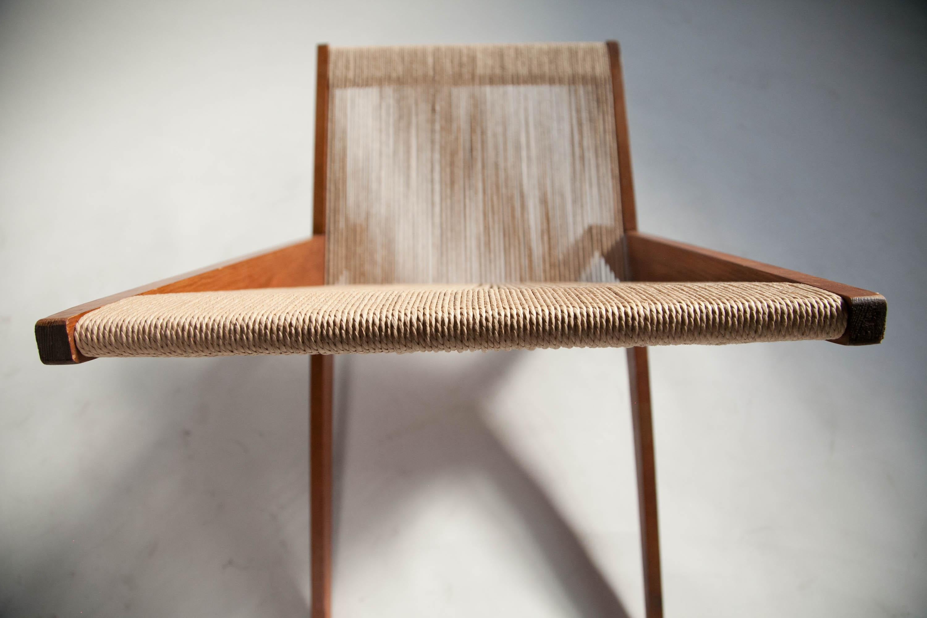 Chaise à cordes en pin, attribuée à Poul Kjaerholm & Jørgen Høj, Danemark, années 60 en vente 1