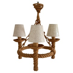 Vintage Rope Chandelier by French designers Adrien Audoux & Frida Minet, France, 1950s