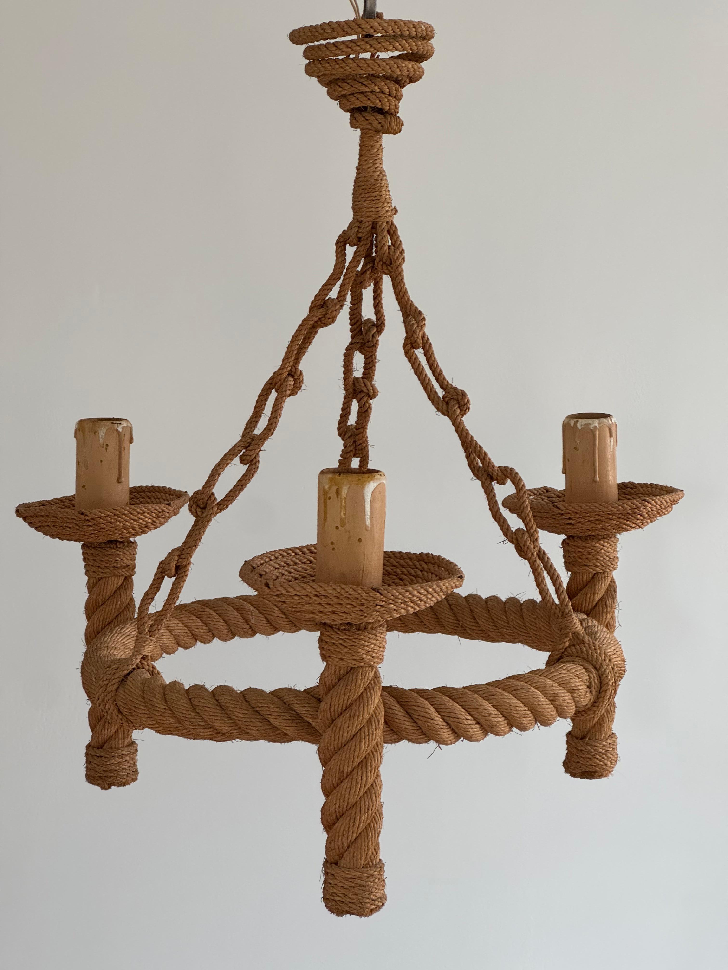 Araña de cuerda de los diseñadores franceses Adrien Audoux y Frida Minnet, Francia, años 50 en venta 2
