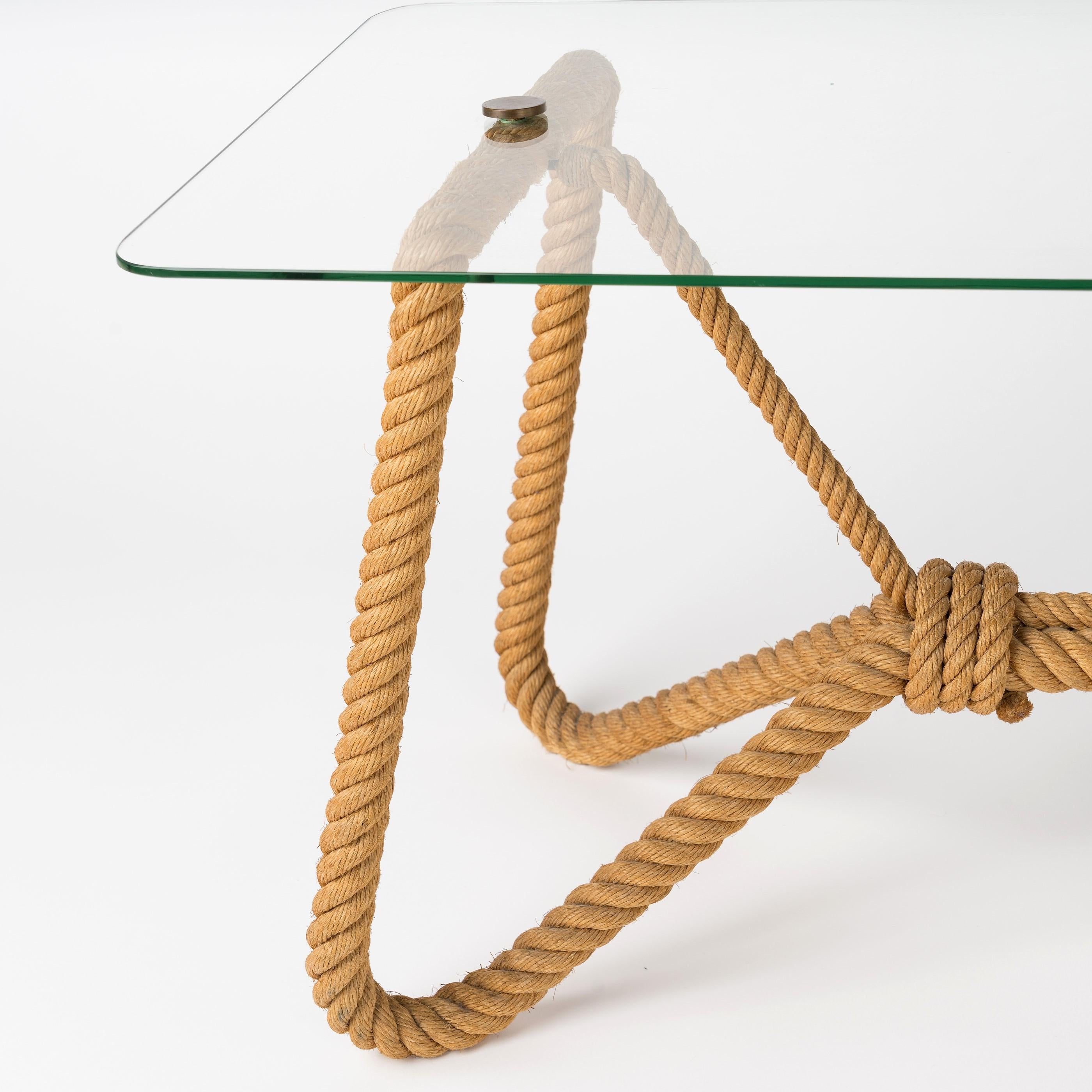French Rope Coffee Table by Adrien Audoux & Frida Minnet, France, 1960's