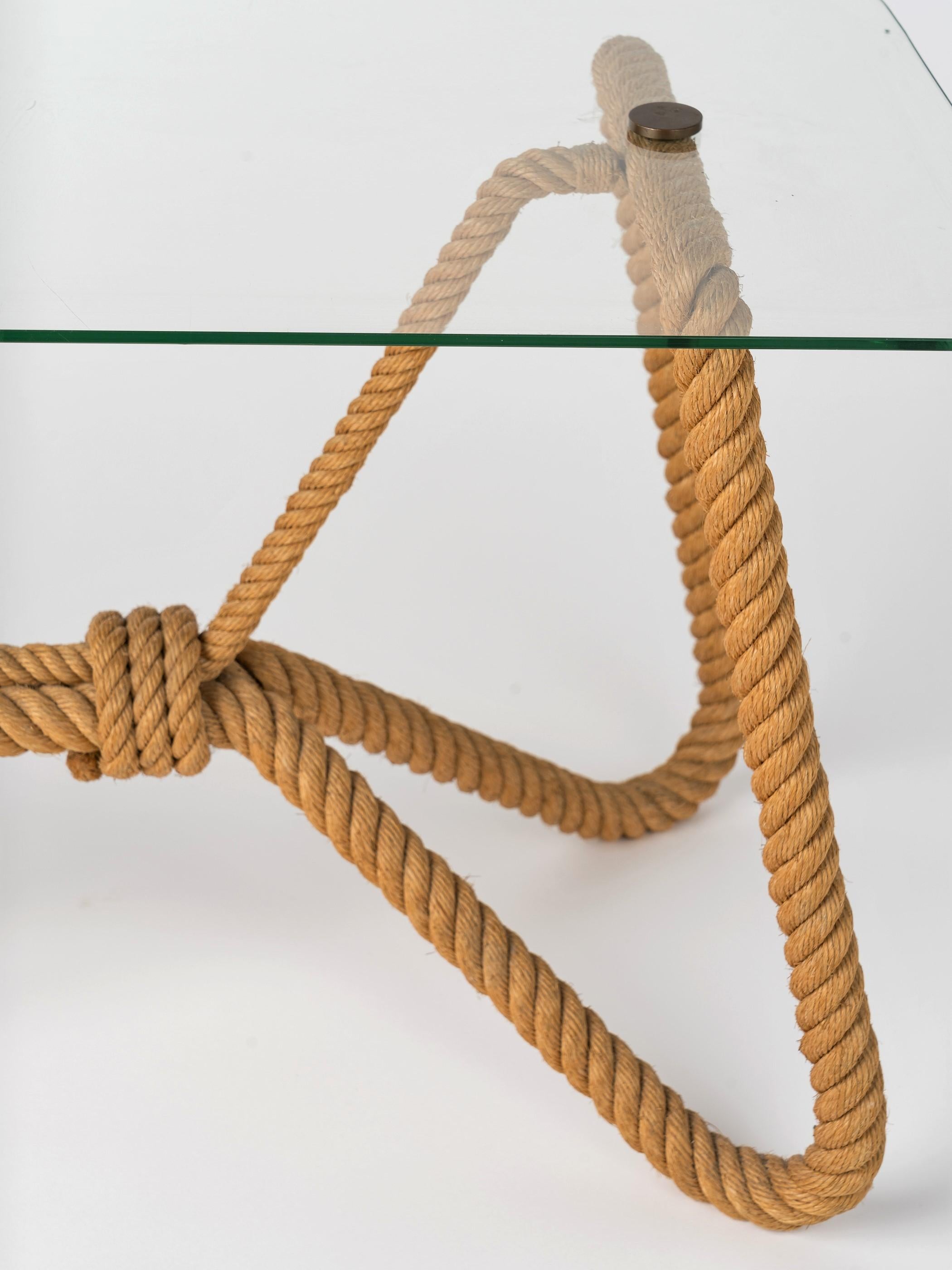 Rope Coffee Table by Adrien Audoux & Frida Minnet, France, 1960's In Good Condition In New York, NY