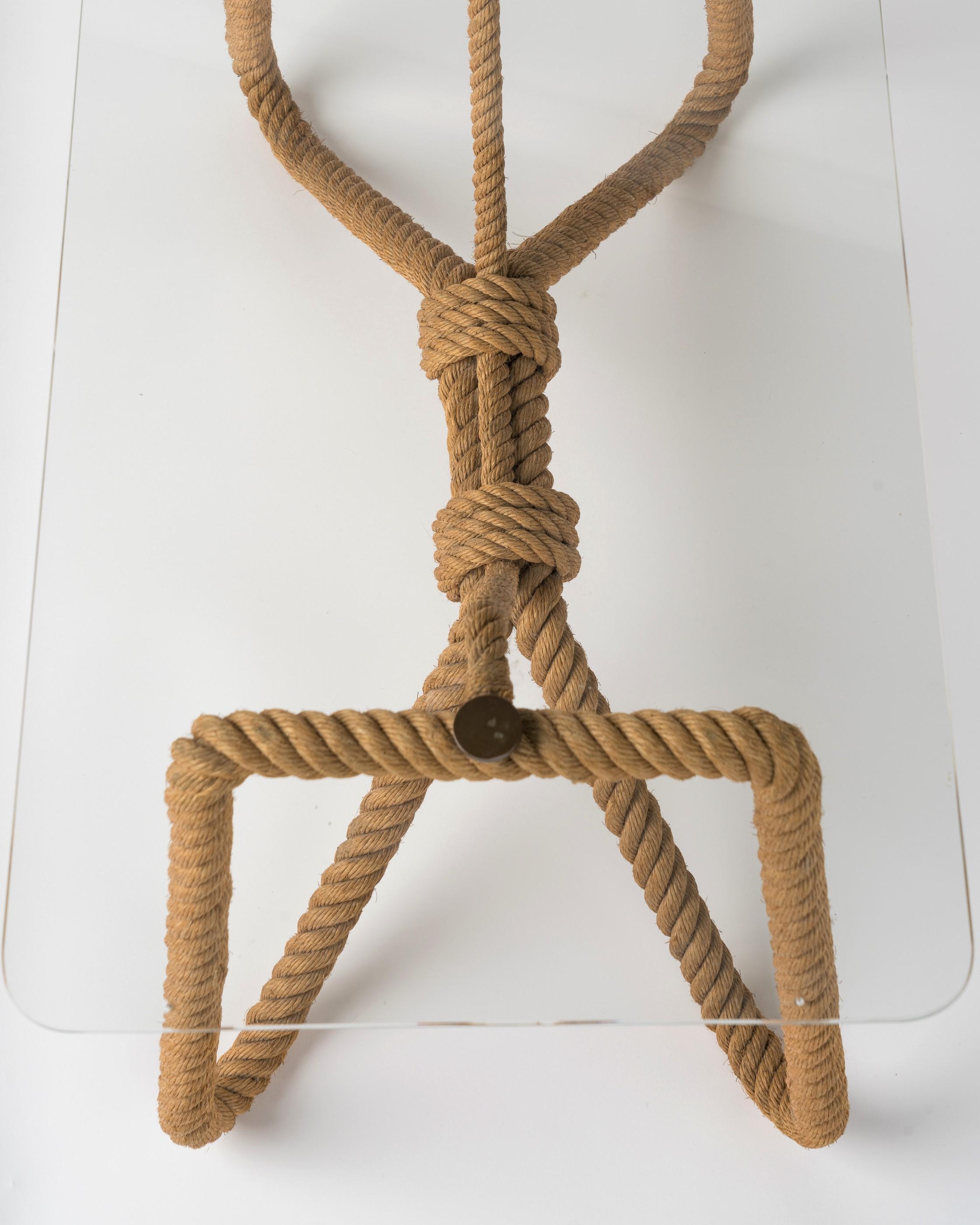 Mid-20th Century Rope Coffee Table by Adrien Audoux & Frida Minnet, France, 1960's