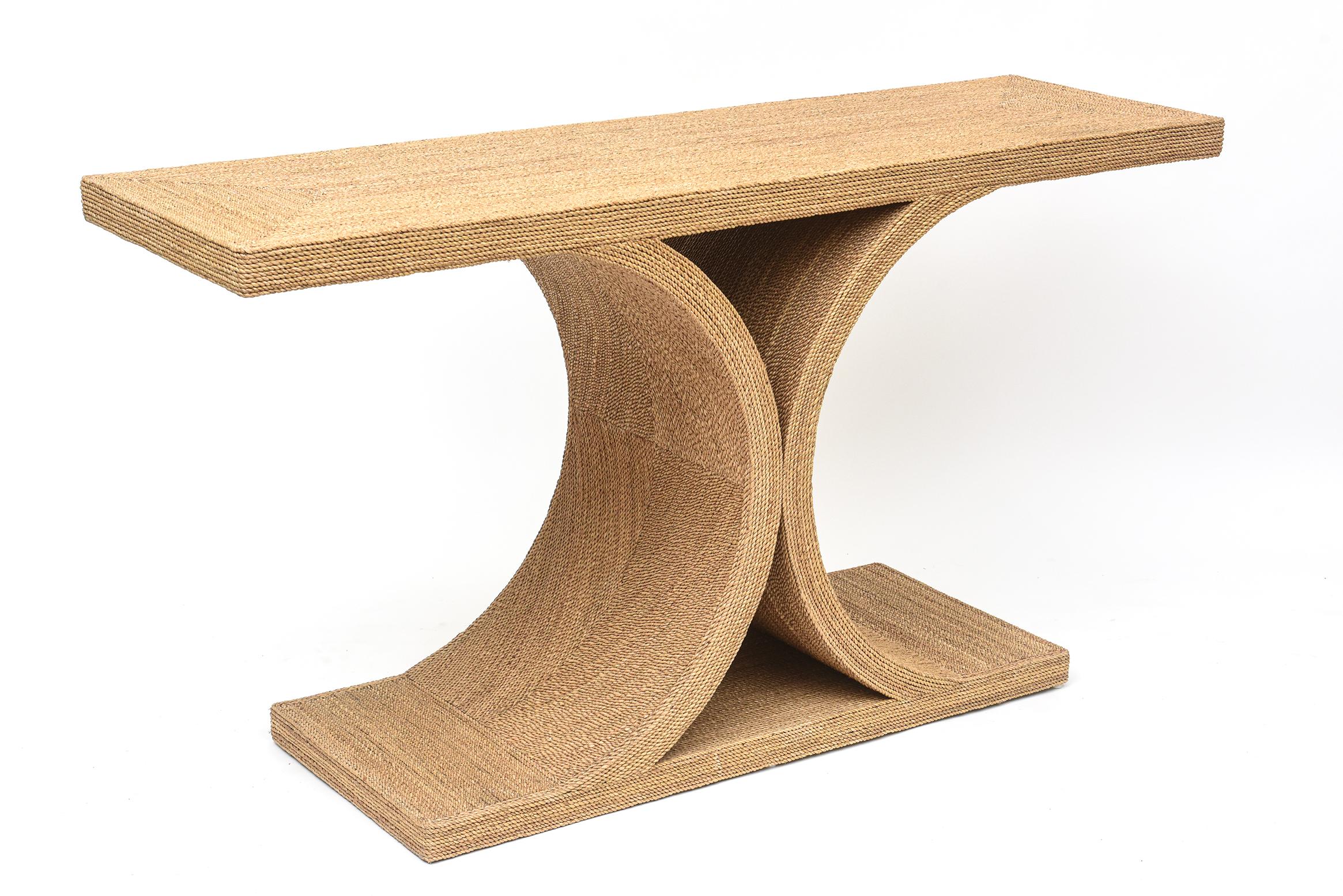 Organic Modern Rope Console Table in the Manner of Karl Springer