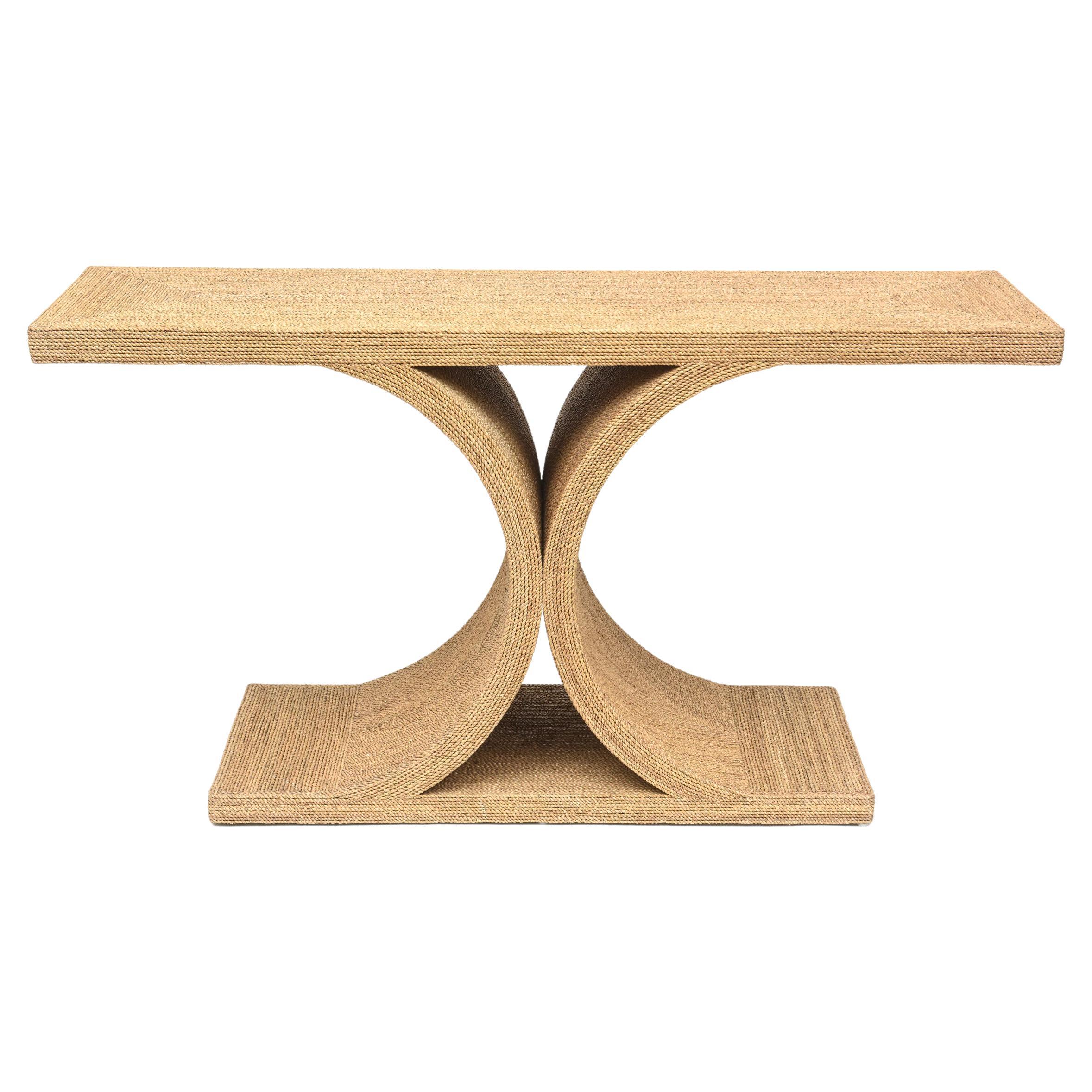 Table console en corde à la manière de Karl Springer