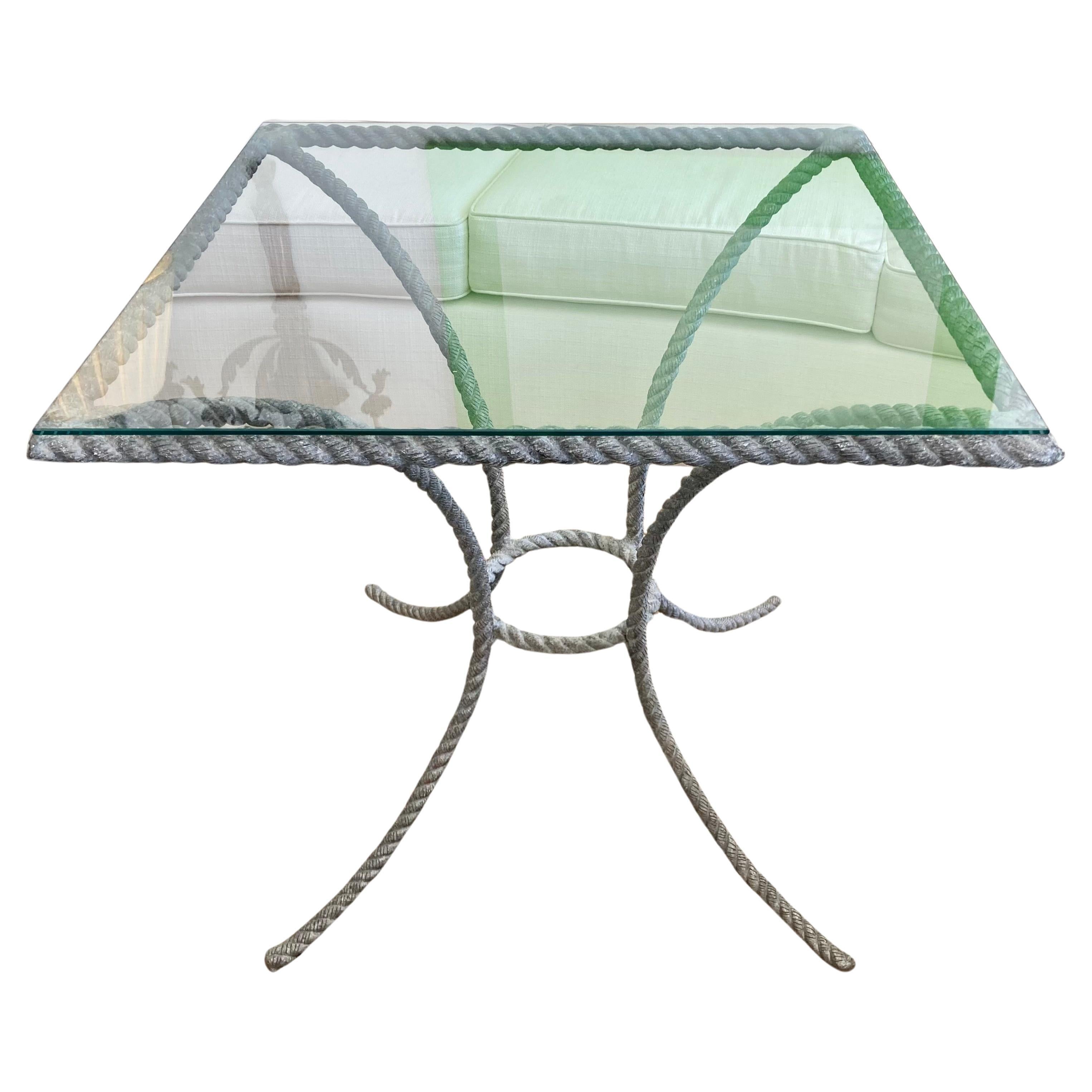 Rope Design Square Aluminum Patio Dining Table For Sale at 1stDibs
