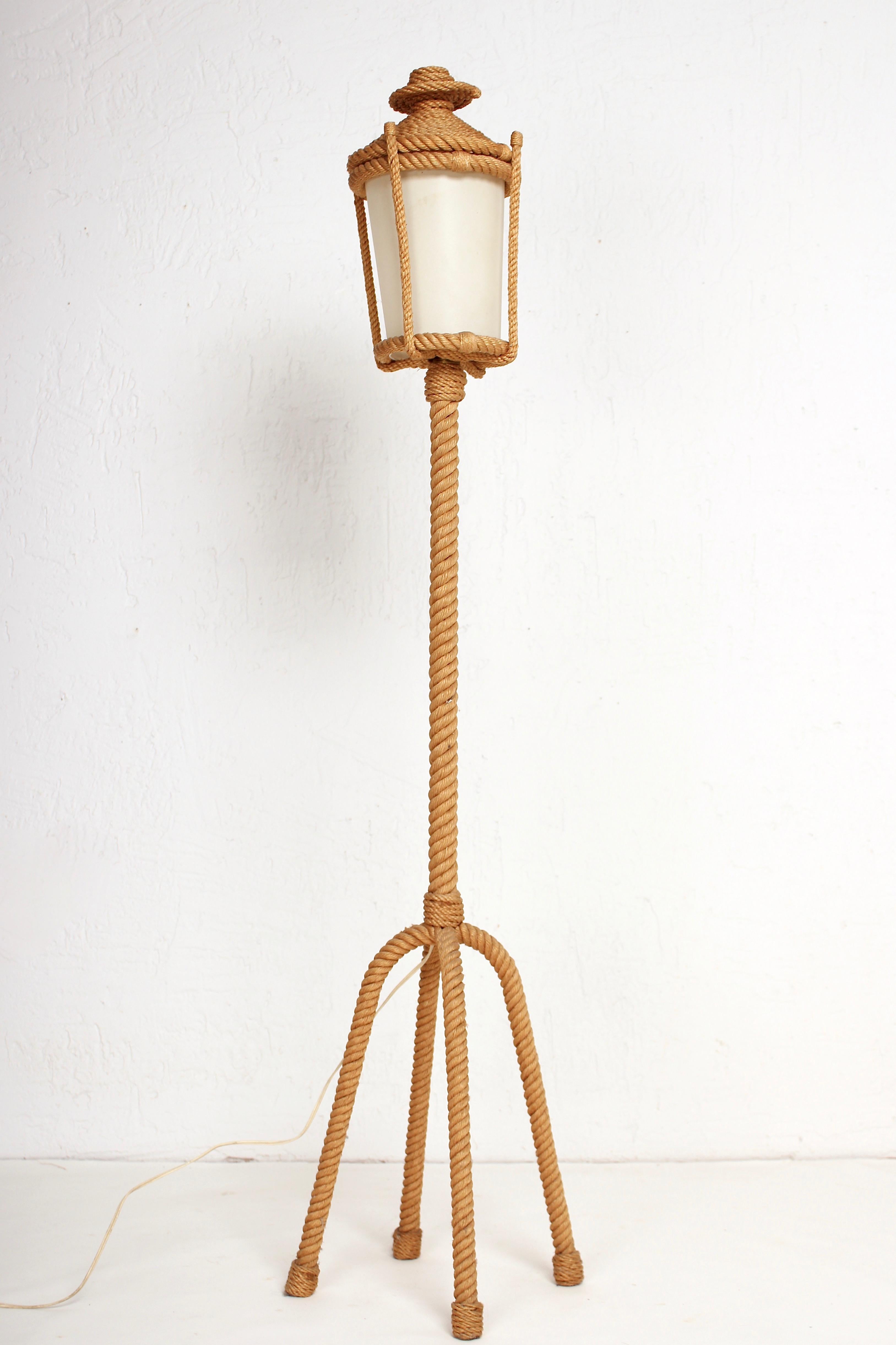 French Rope Floor Lamp by Audoux Minet, 1950