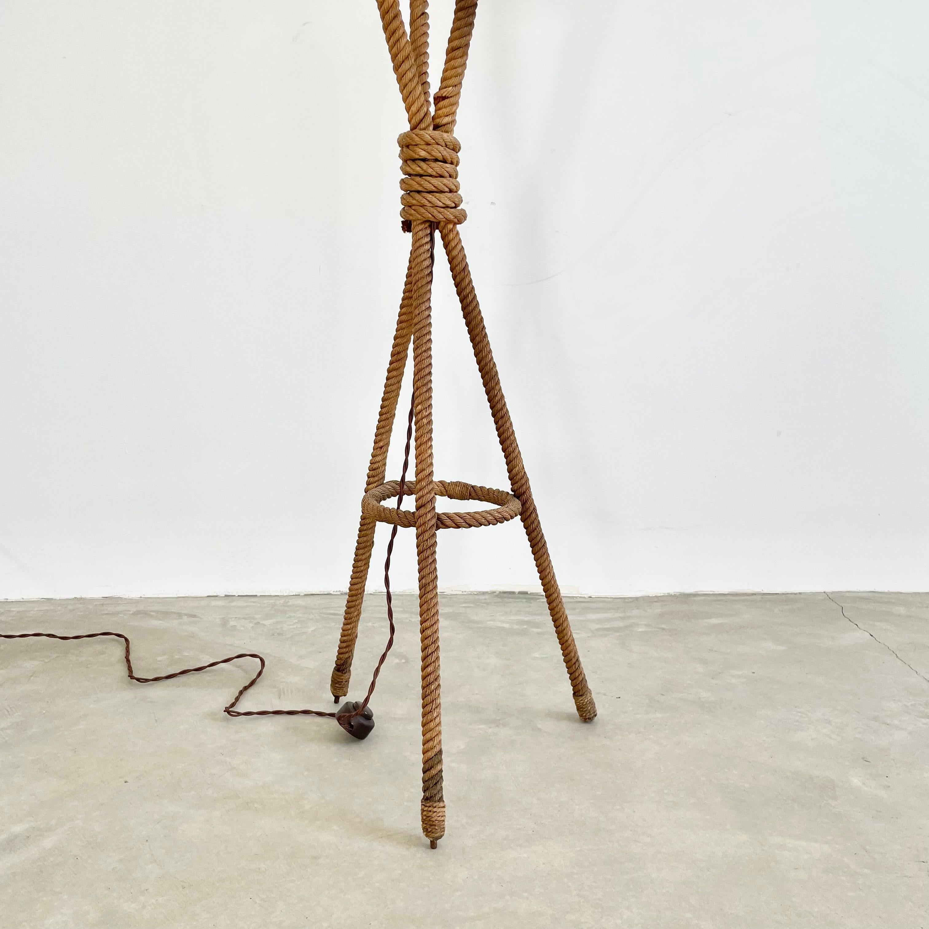French Rope Floor Lamp by Audoux Minet, 1960s France For Sale