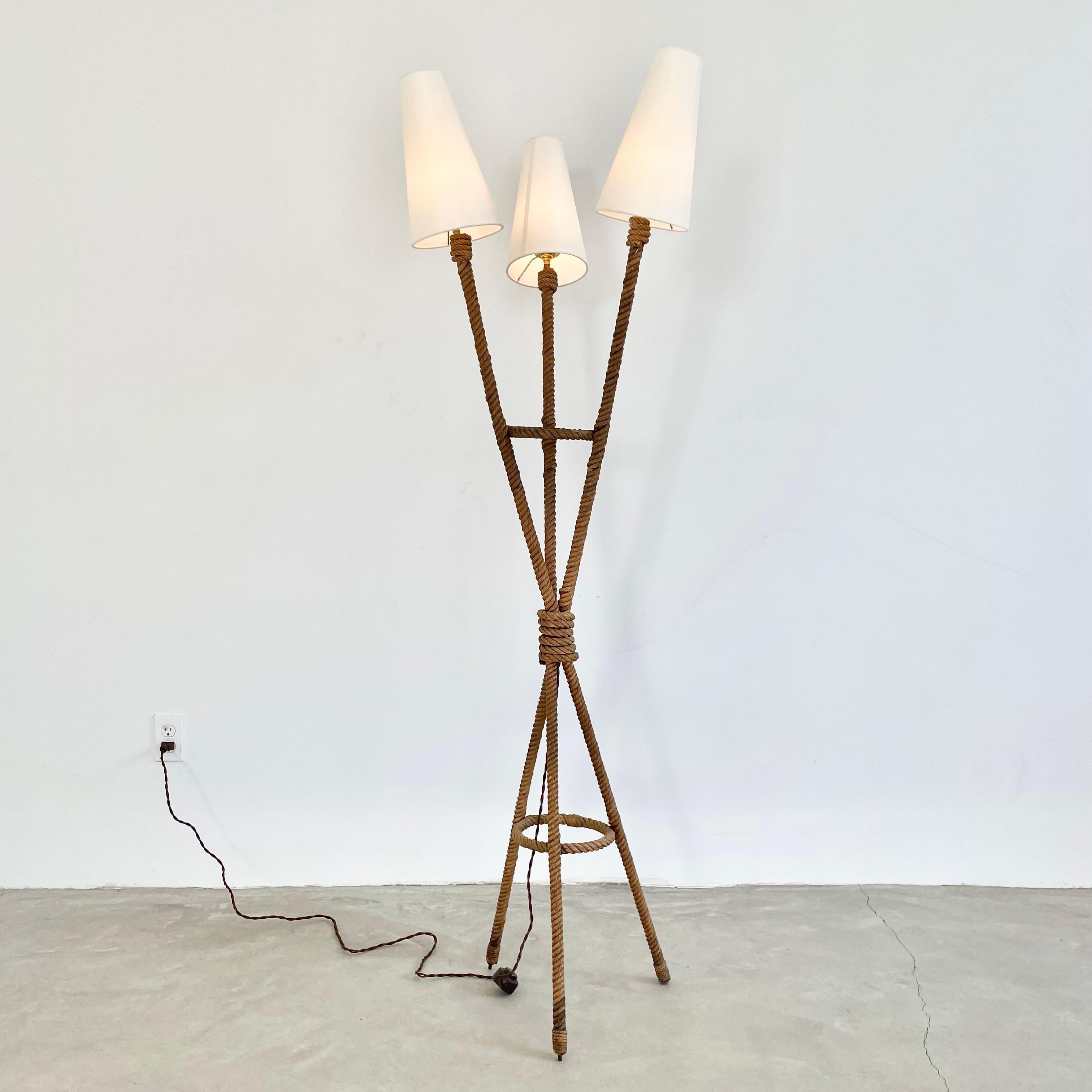 Rope Floor Lamp by Audoux Minet, 1960s France In Good Condition For Sale In Los Angeles, CA