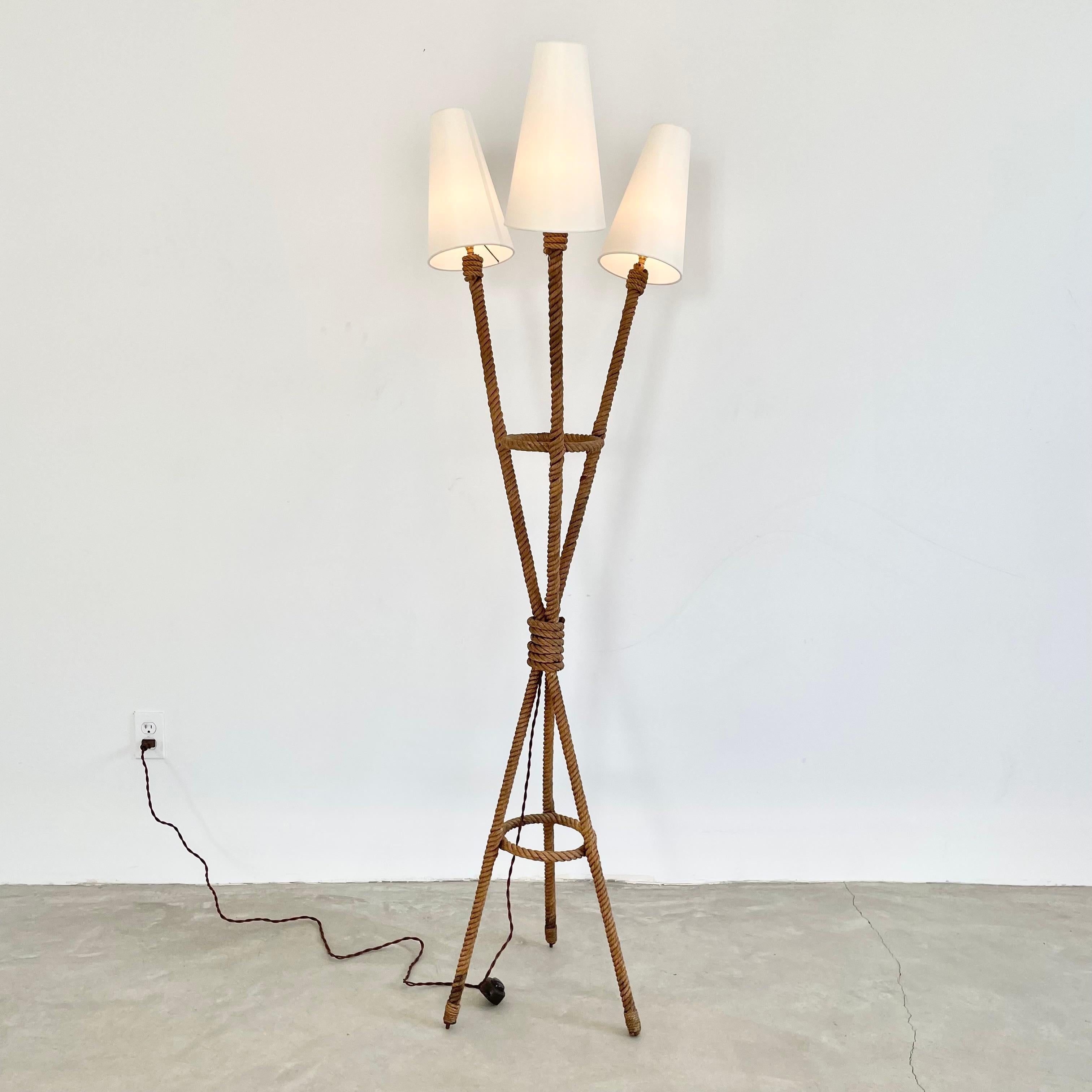 Mid-20th Century Rope Floor Lamp by Audoux Minet, 1960s France For Sale