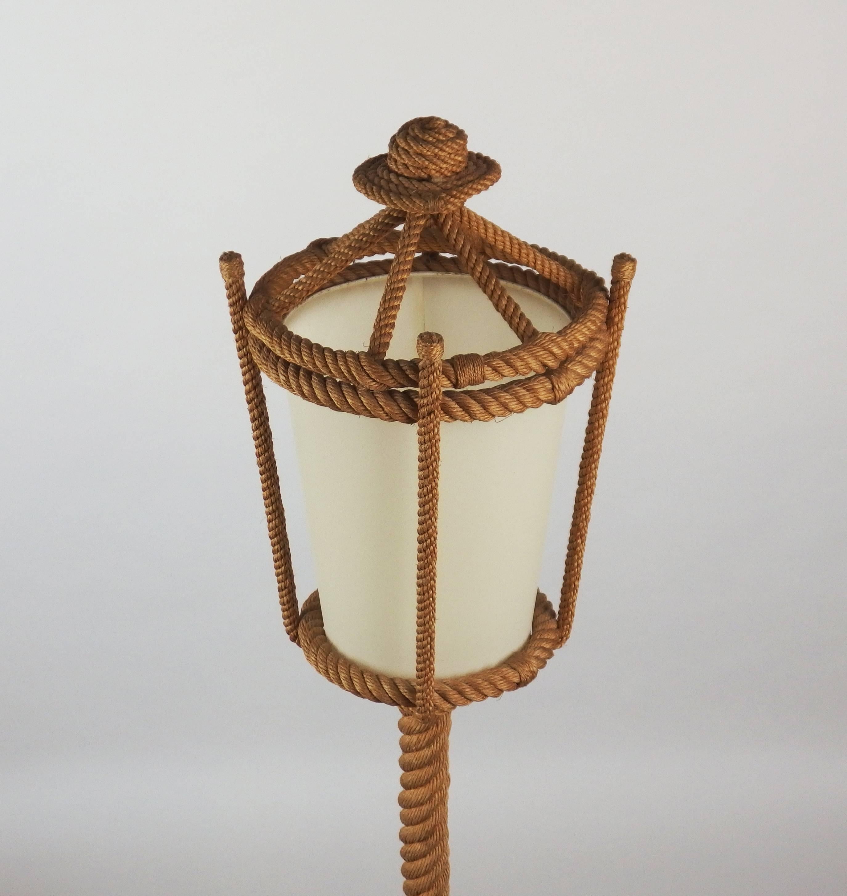 Mid-20th Century Rope Floor Lamp by Audoux Minet