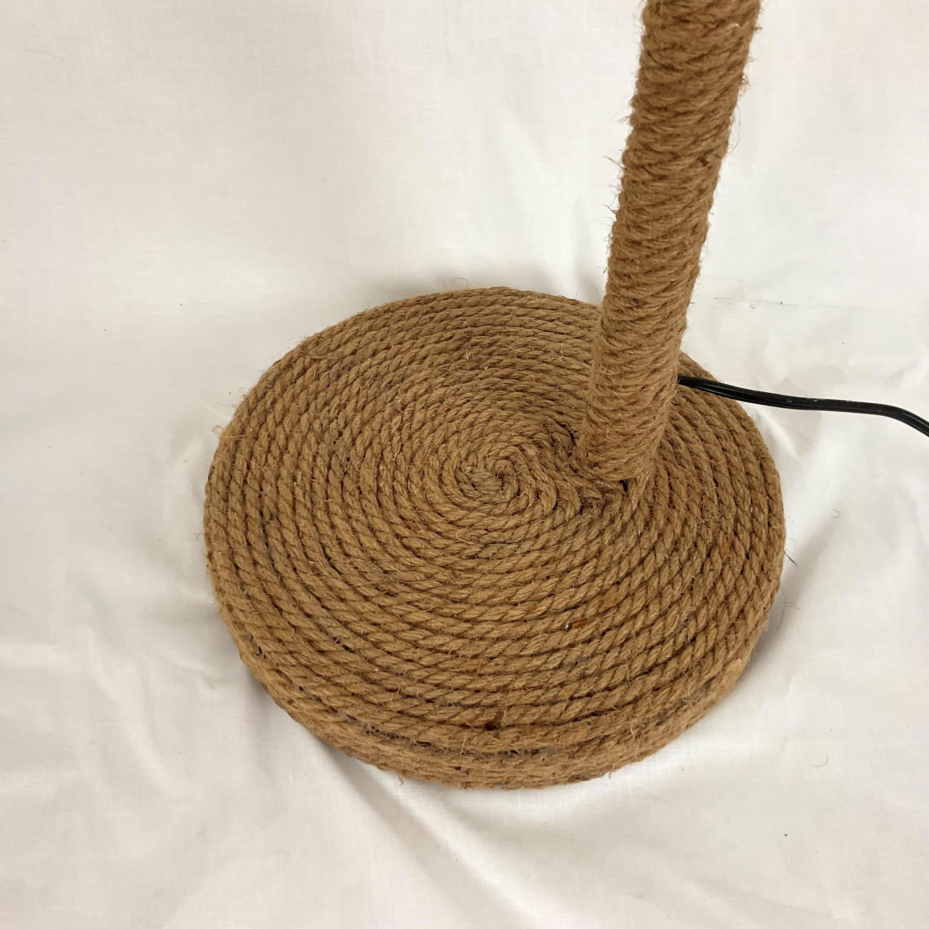 Rope Floor Lamp with grass Cloth Shade For Sale 3