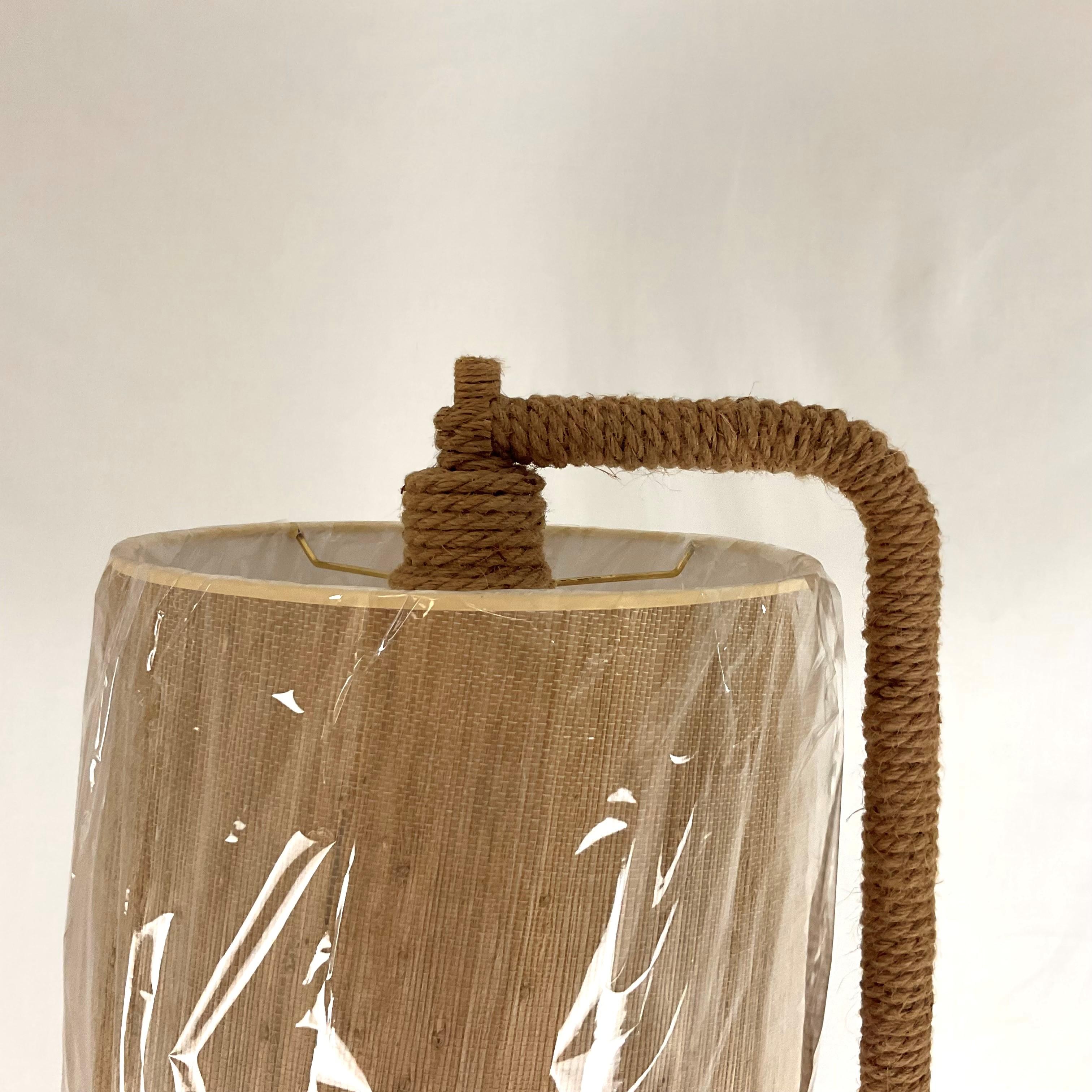 Rope Floor Lamp with grass Cloth Shade For Sale 4