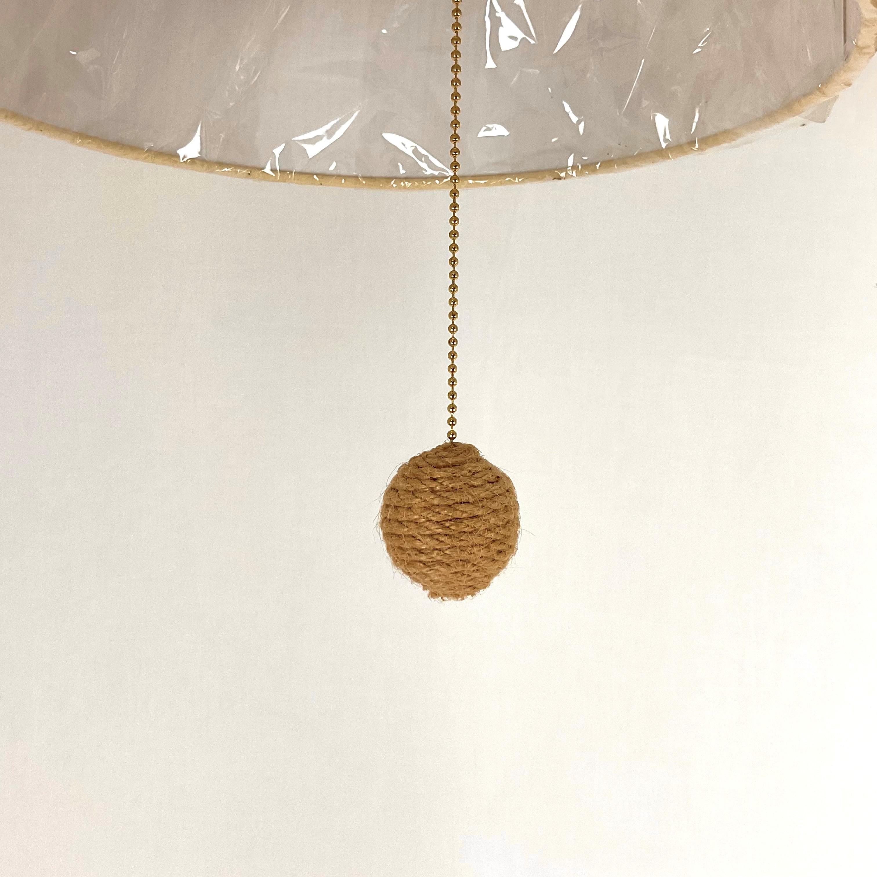 American Rope Floor Lamp with grass Cloth Shade For Sale