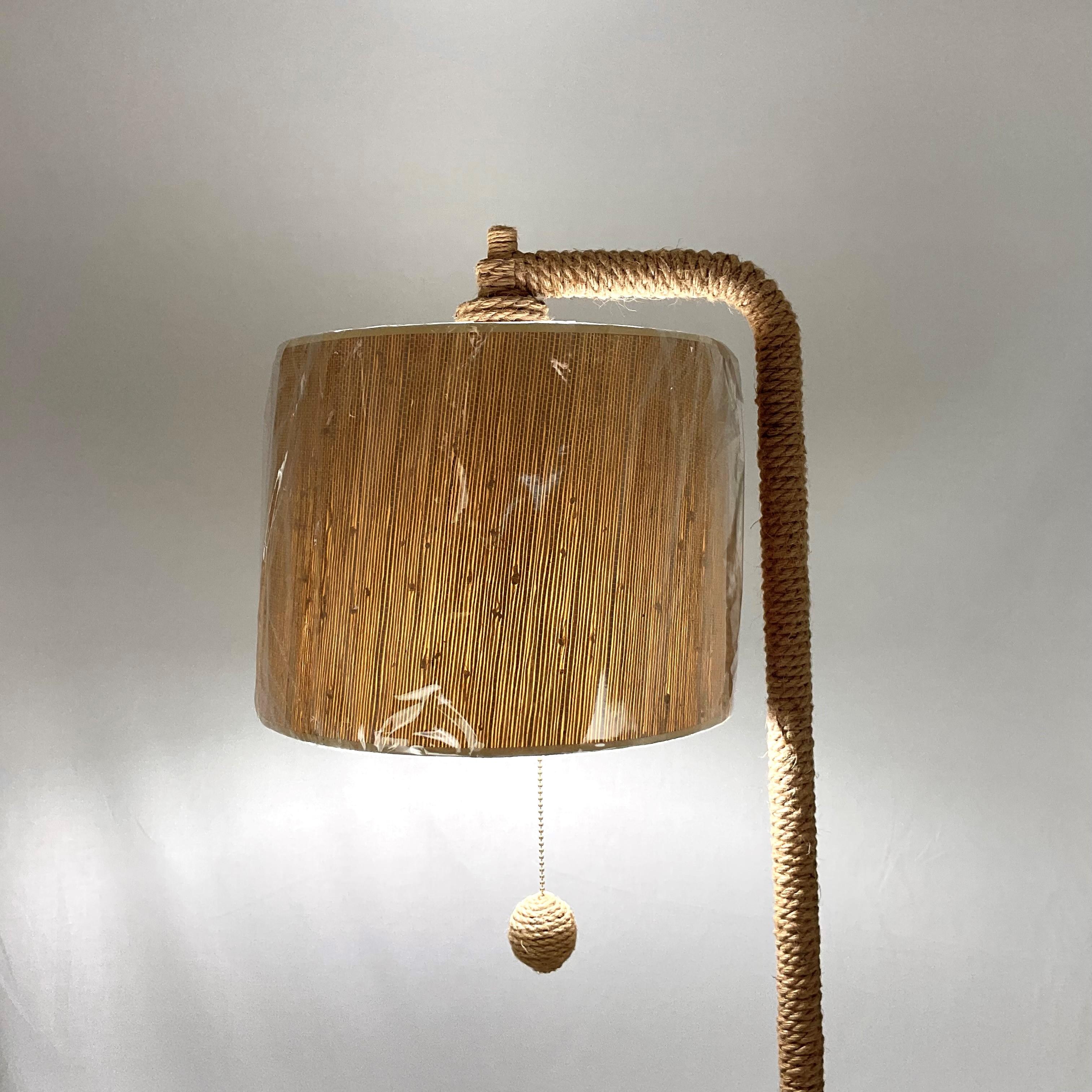 Rope Floor Lamp with grass Cloth Shade For Sale 1