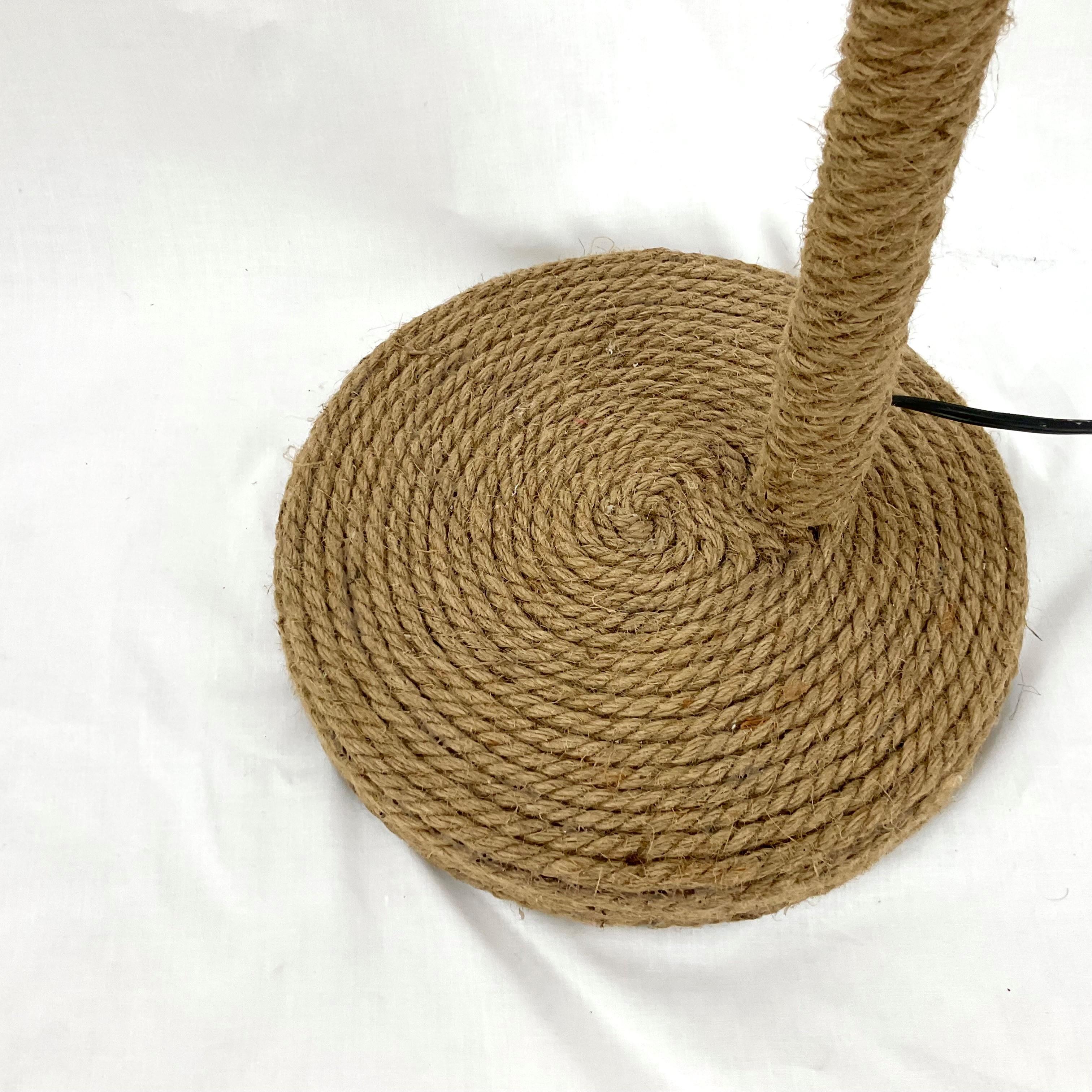 Rope Floor Lamp with grass Cloth Shade For Sale 2