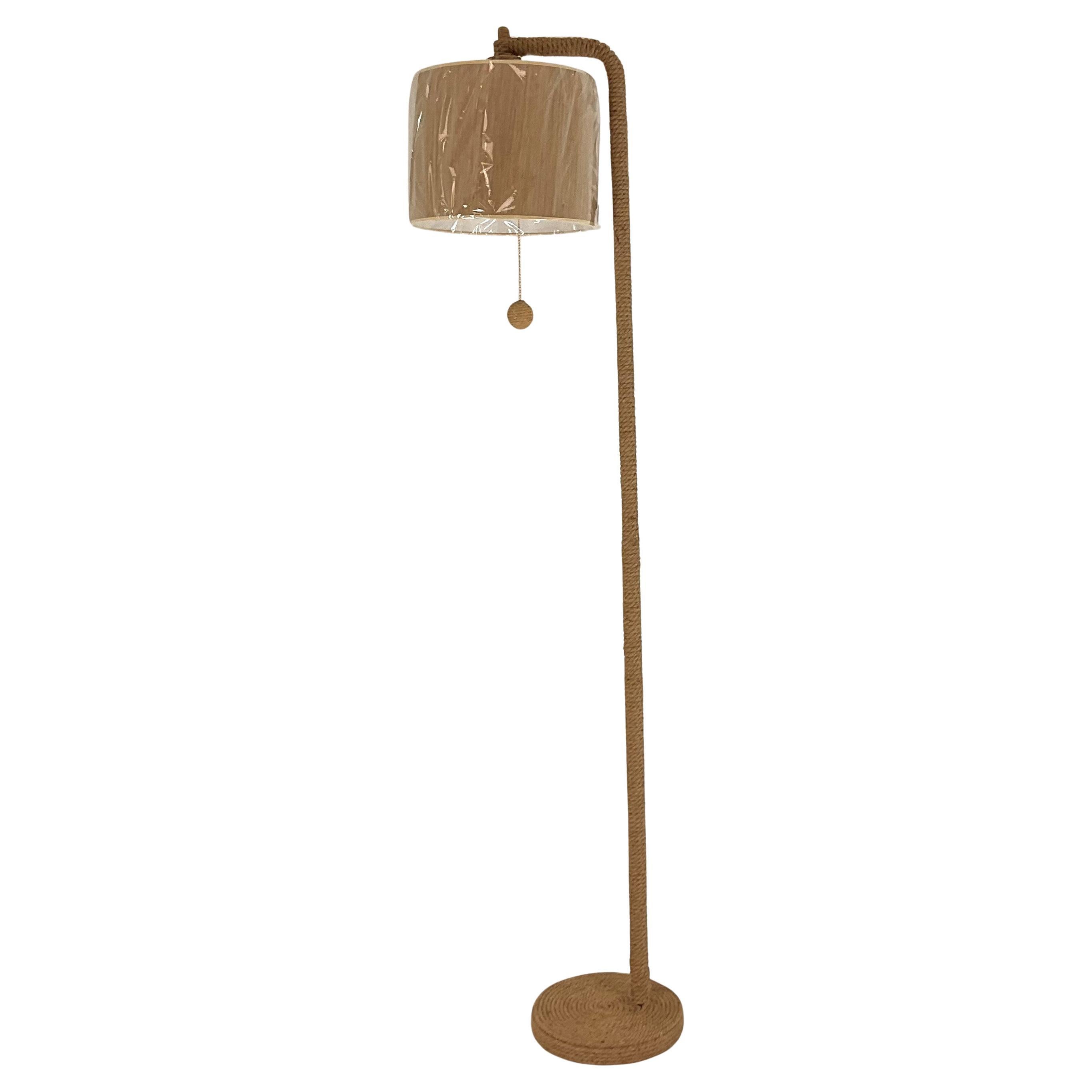 Rope Floor Lamp with grass Cloth Shade