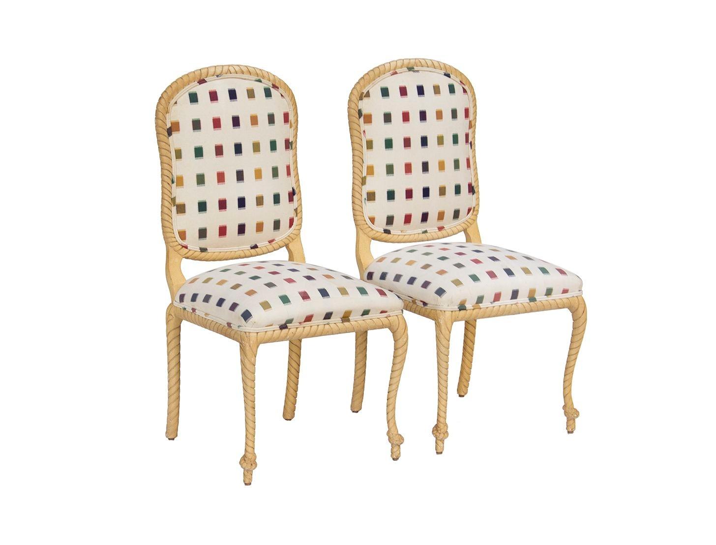 Hollywood Regency Rope Frame Dining Chairs Custom Made for Holland Salley, S/2 For Sale