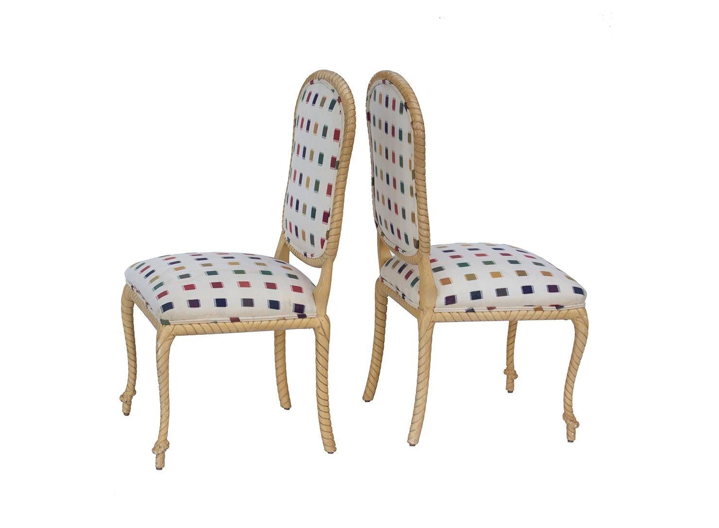 American Rope Frame Dining Chairs Custom Made for Holland Salley, S/2 For Sale