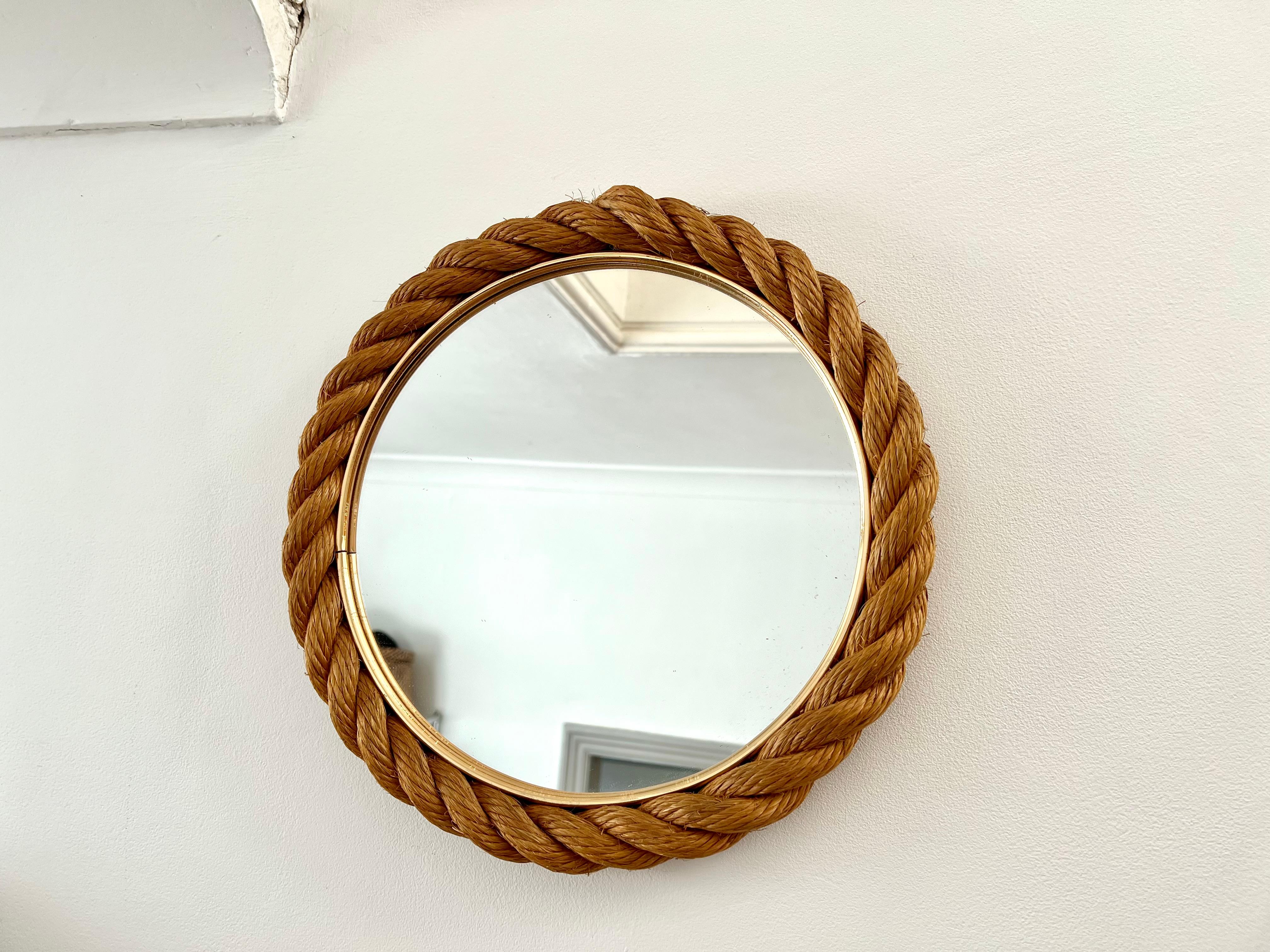 French Rope Frame Mirror, Audoux & Minet, France, 1950-1960 For Sale