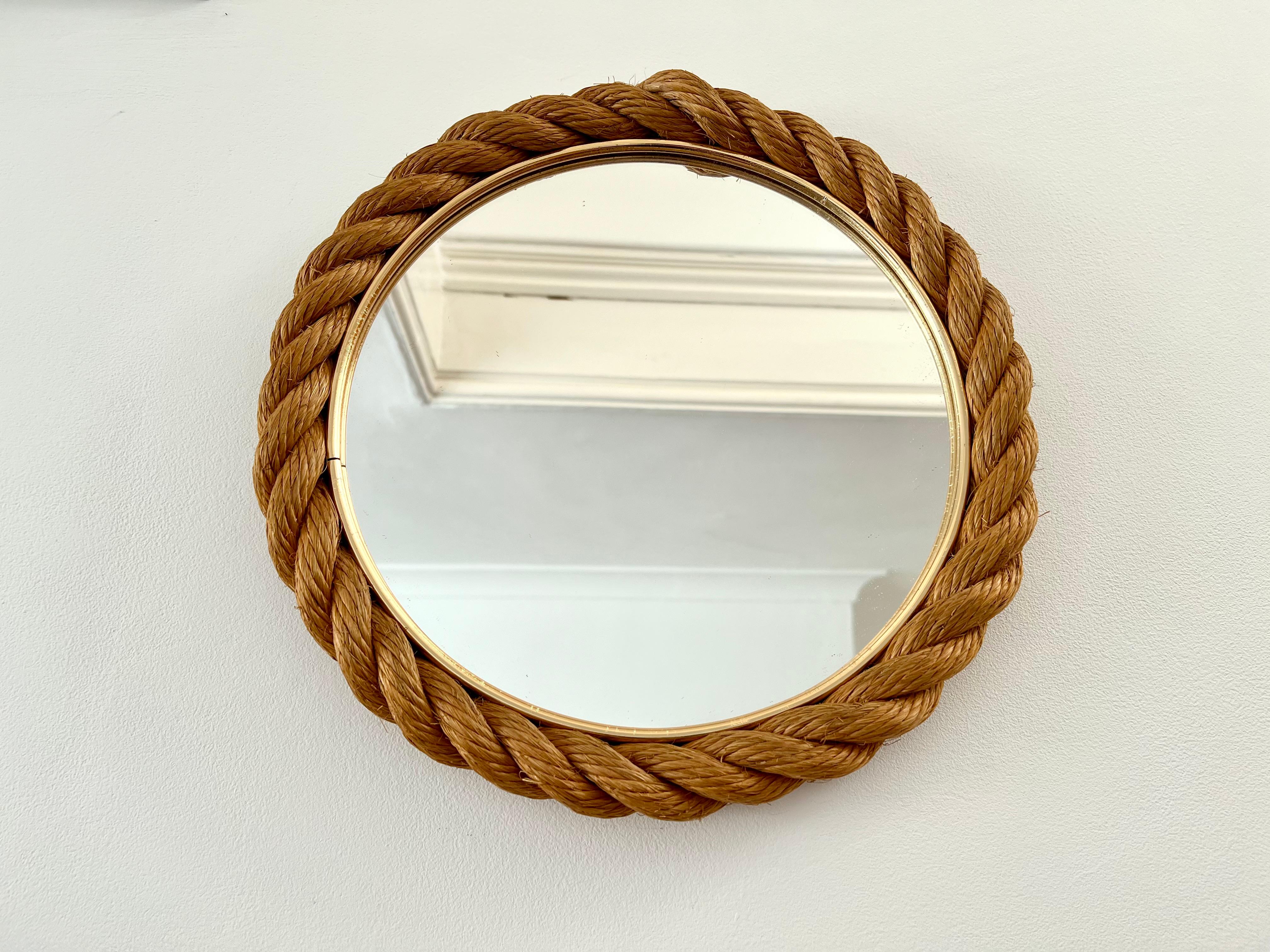 20th Century Rope Frame Mirror, Audoux & Minet, France, 1950-1960 For Sale