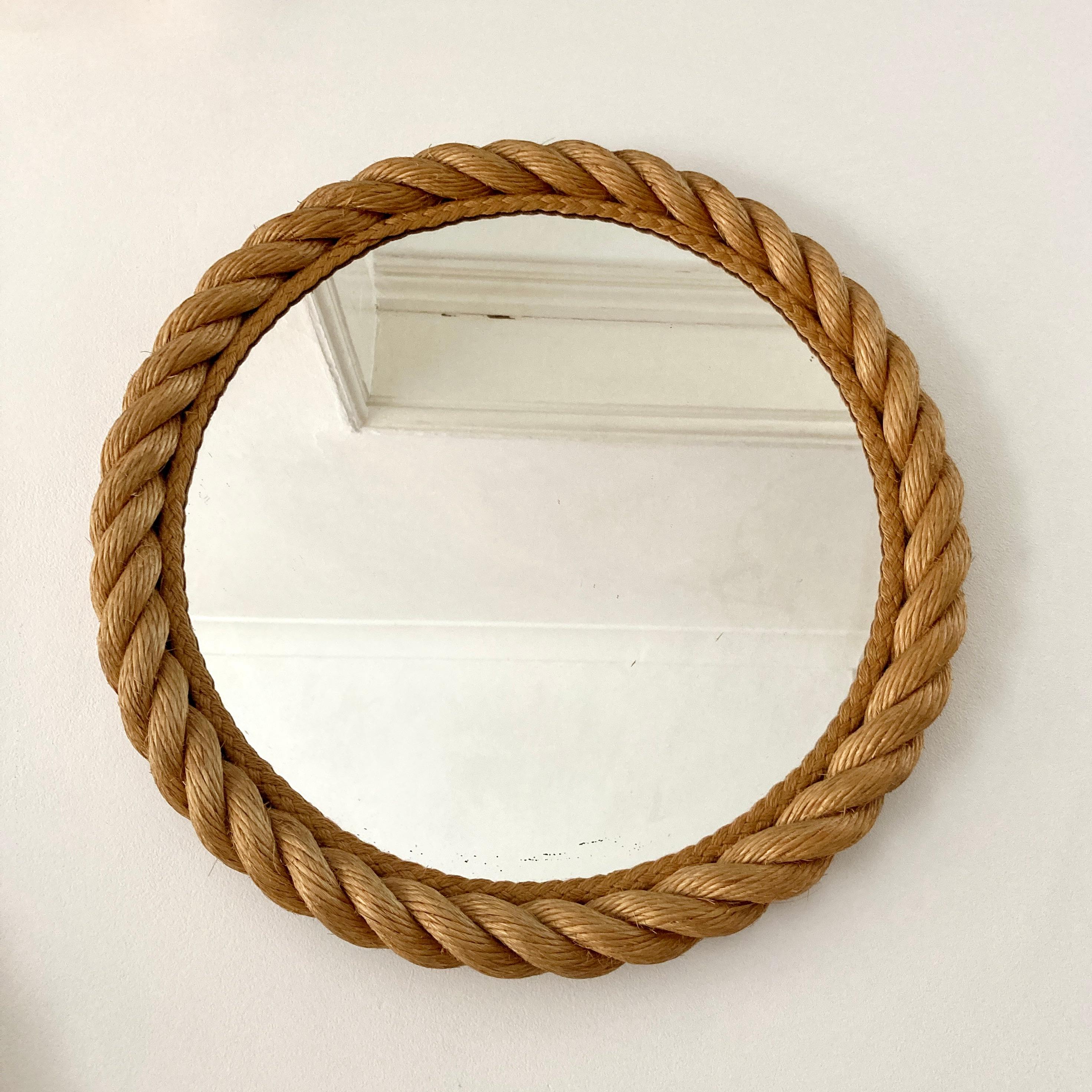 French Rope Frame Mirror, Audoux & Minet, France, 1950-1960