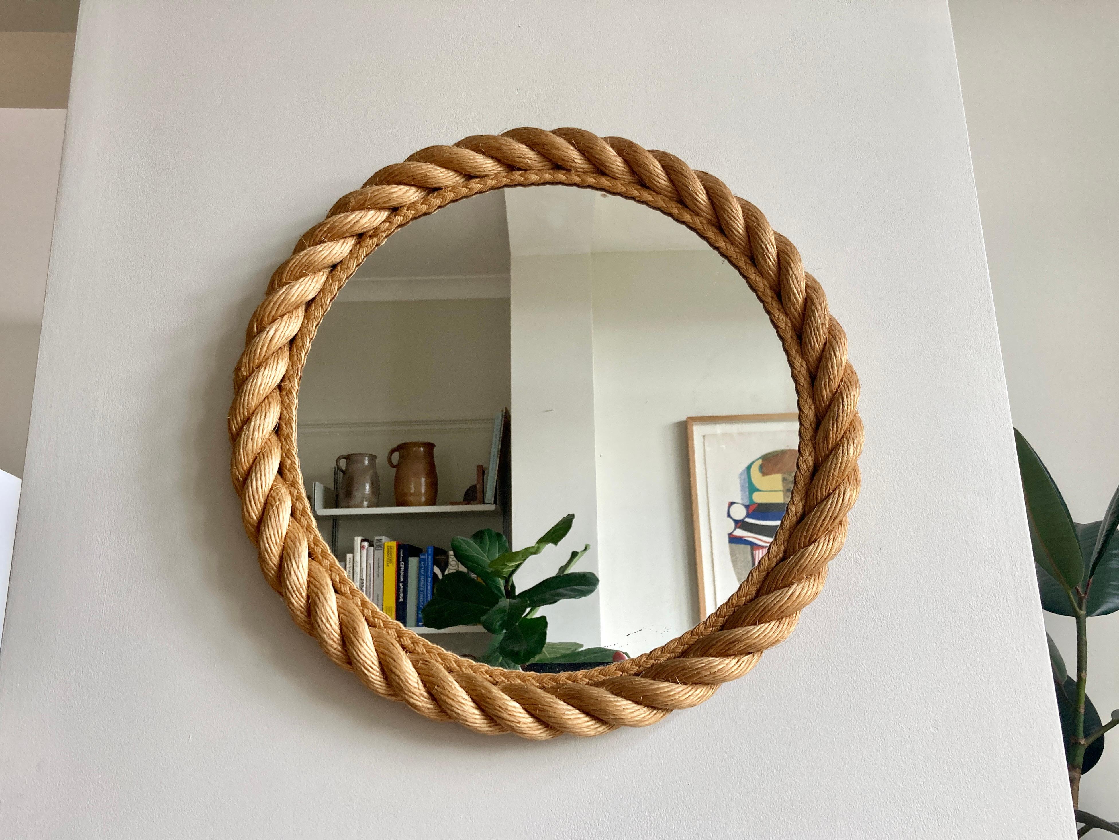 Rope Frame Mirror, Audoux & Minet, France, 1950-1960 3
