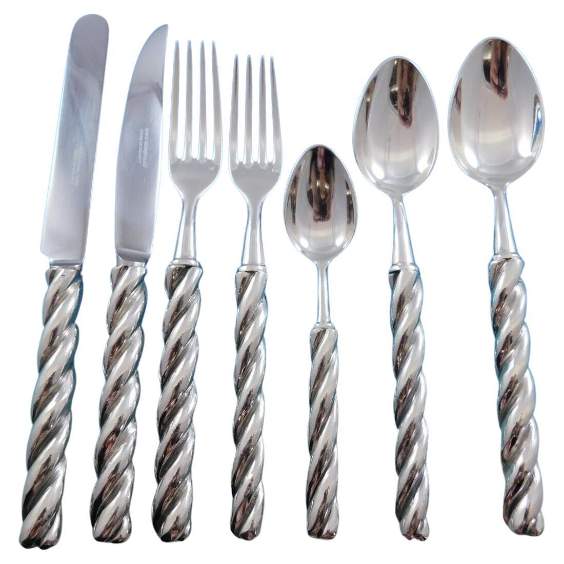 Rope French Silverplate Flatware Silverware Service for 12 Set 84 pieces