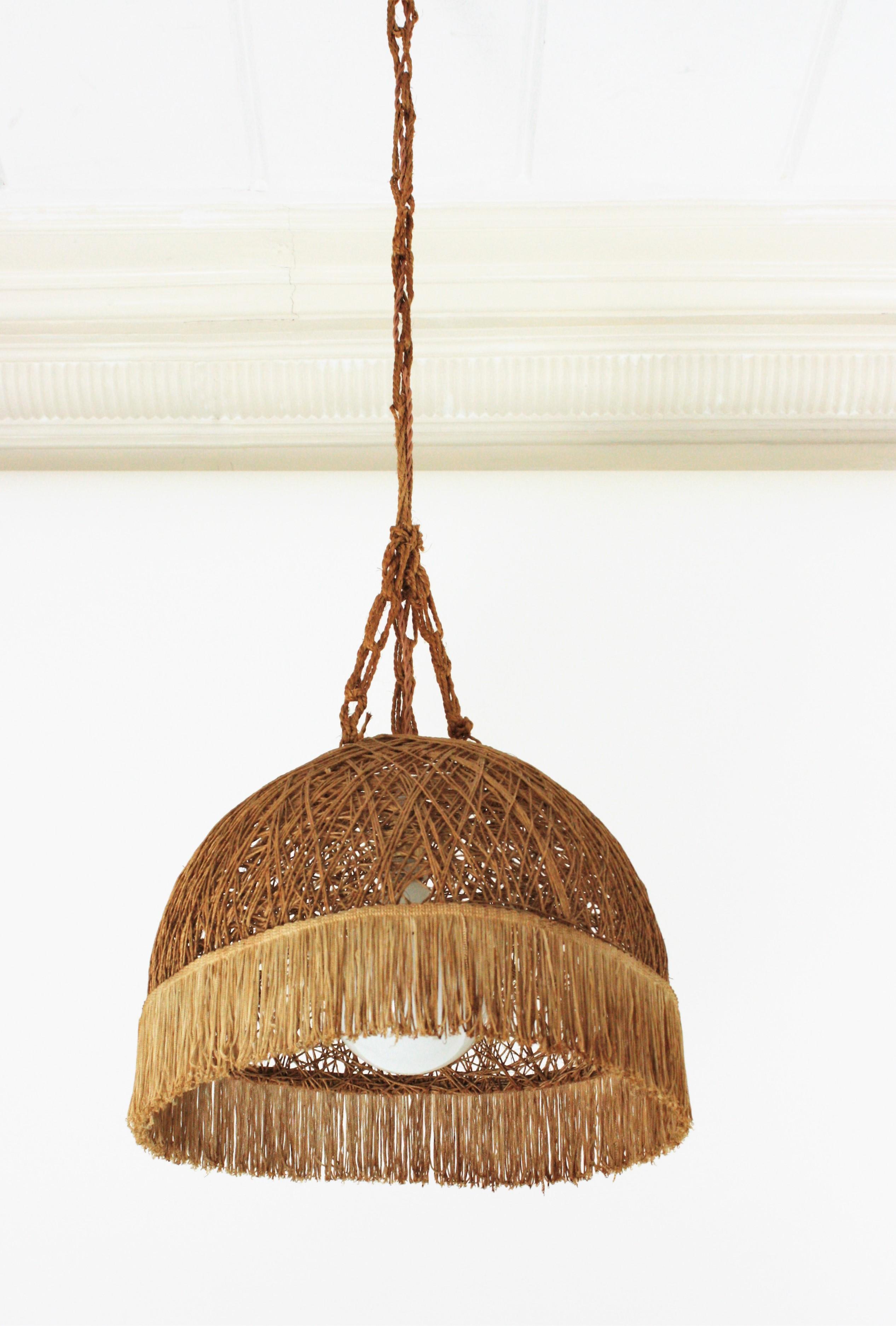 woven dome pendant light